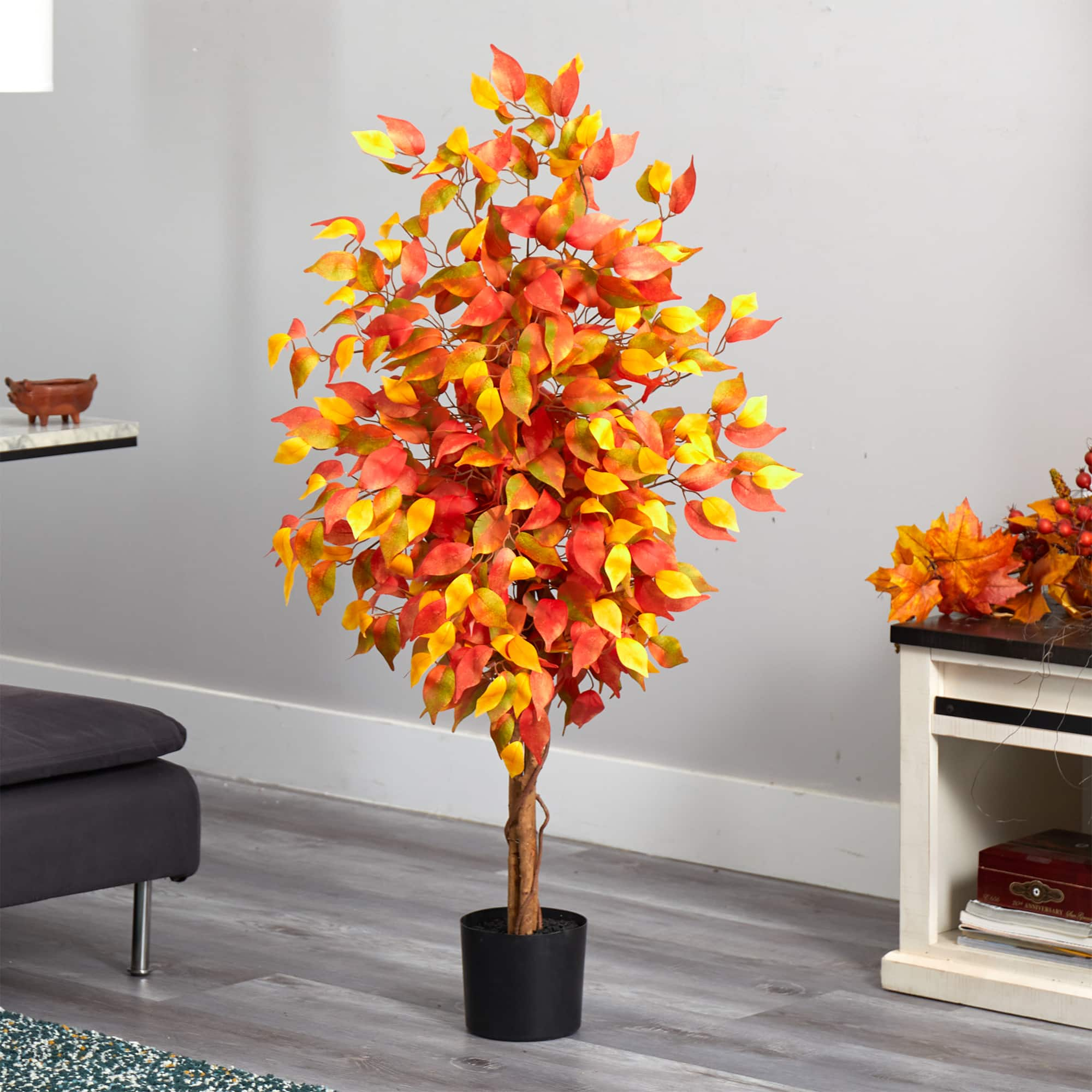 4ft. Orange Autumn Ficus Artificial Fall Tree