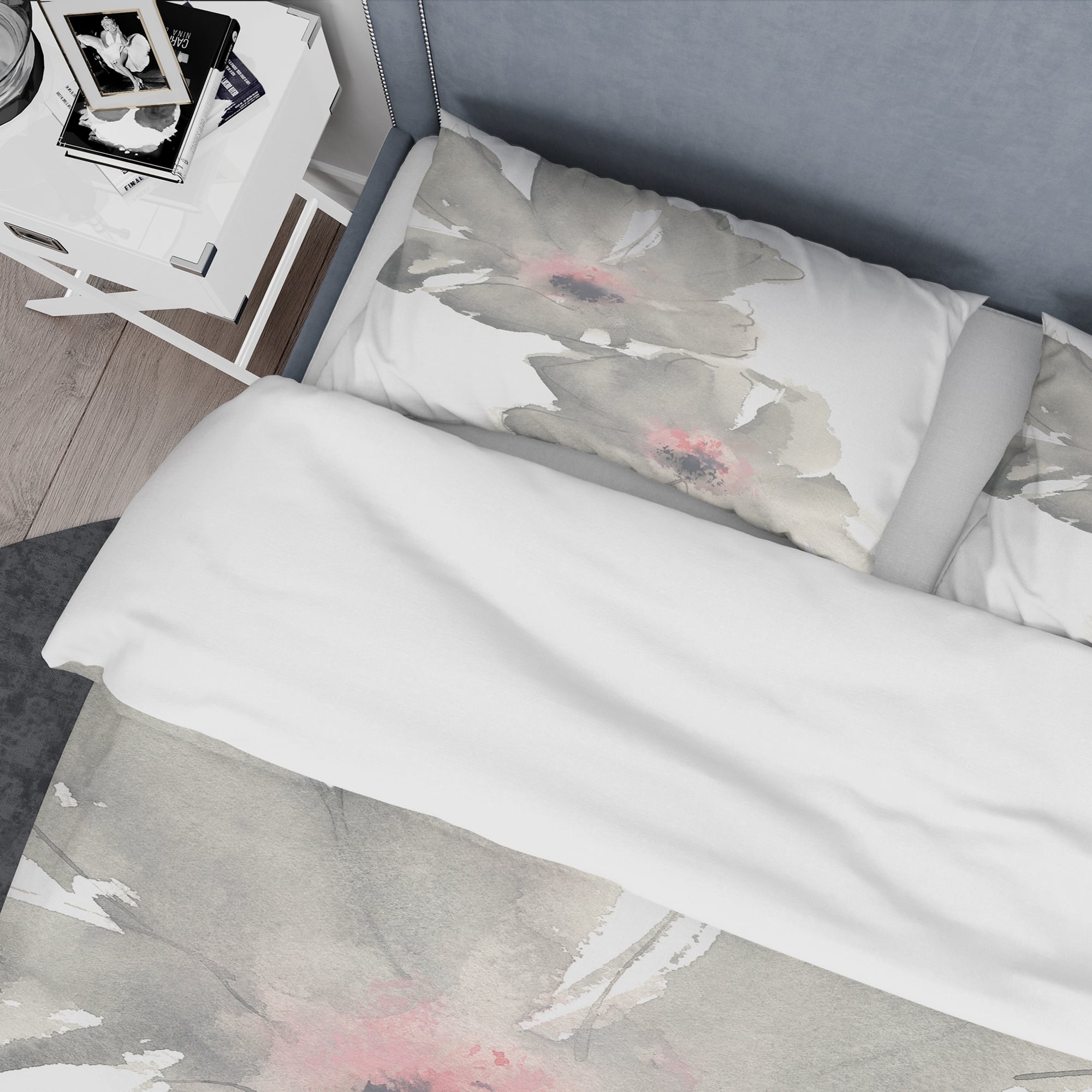 Designart &#x27;Shabby Gray Blush Cosmo II&#x27; Shabby Bedding Set - Duvet Cover &#x26; Shams