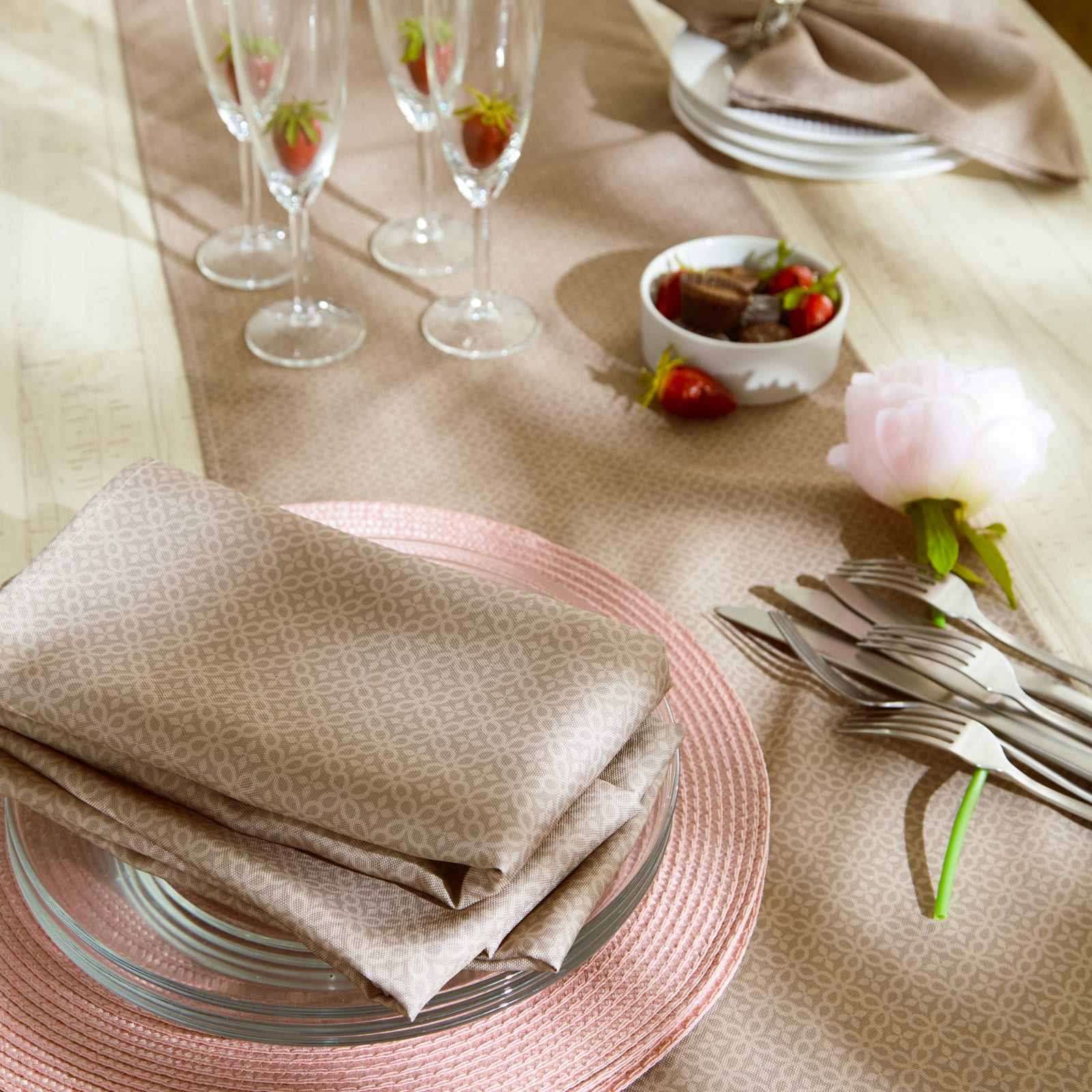 DII® Oversized Tonal Lattice Print Outdoor Linen Dinner Napkins, 6ct.