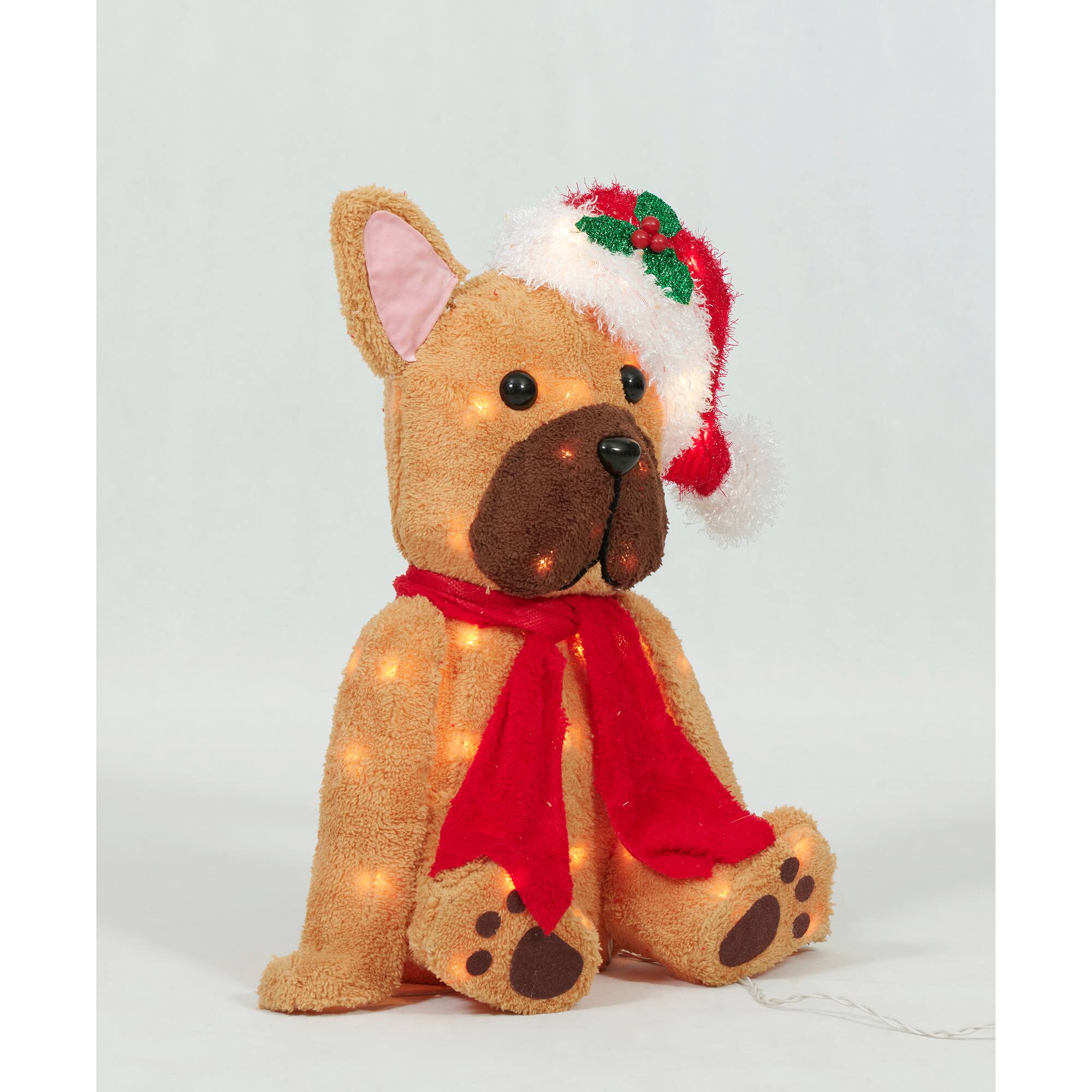 22" Plush Sitting Bulldog Sculpture with Hat