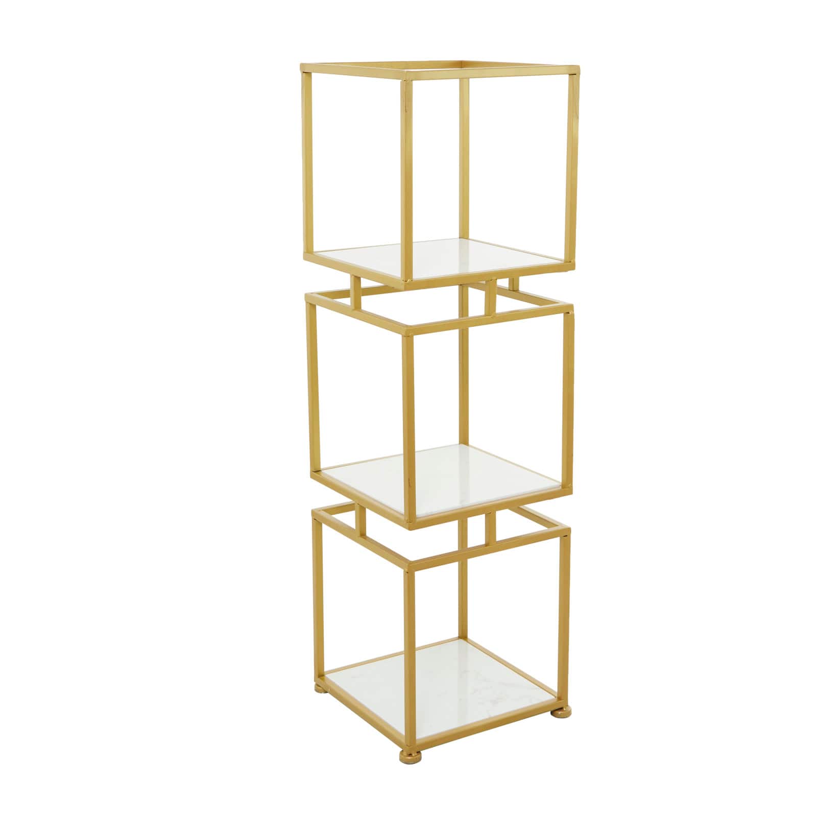 Gold Marble Glam Shelving Unit, 39" x 12" x 12"