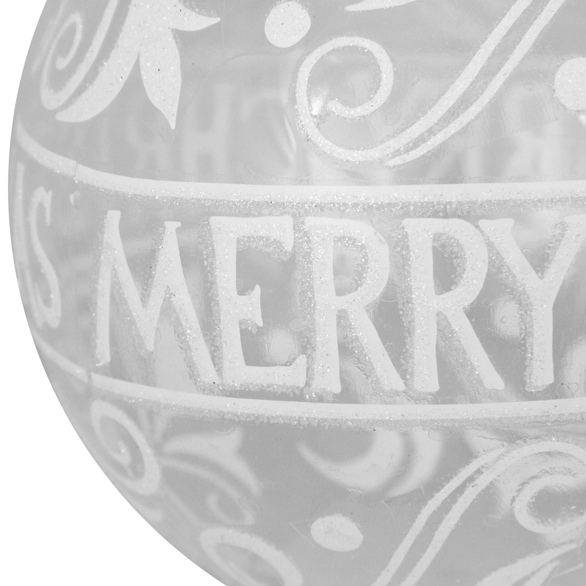 6" Clear & White "Merry Christmas" Glass Ball Ornament