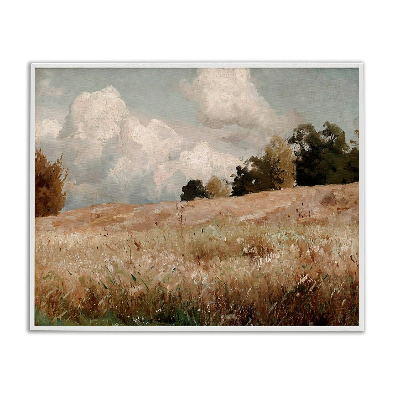 Stupell Industries Classic Cloudy Field Landscape Framed Giclee Art