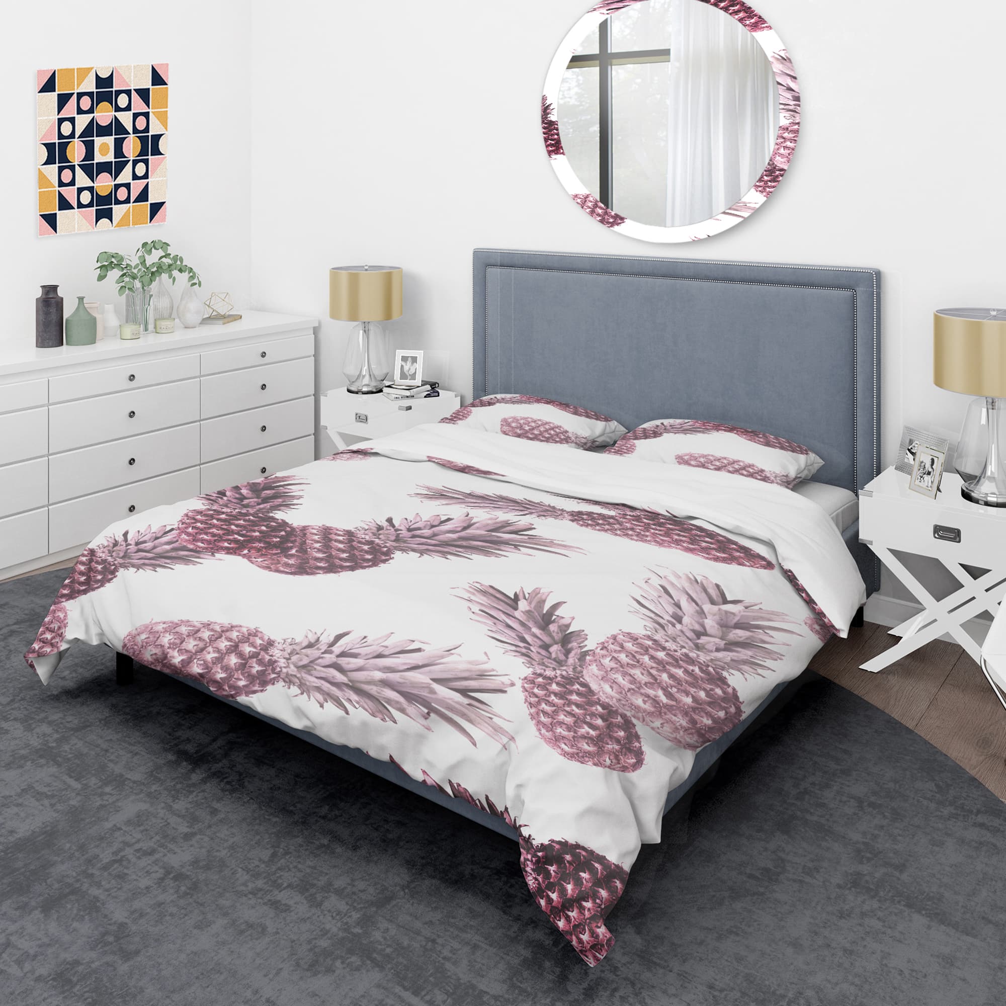 Designart &#x27;Pineapple Summer Bliss III&#x27; Mid-Century Duvet Cover Set