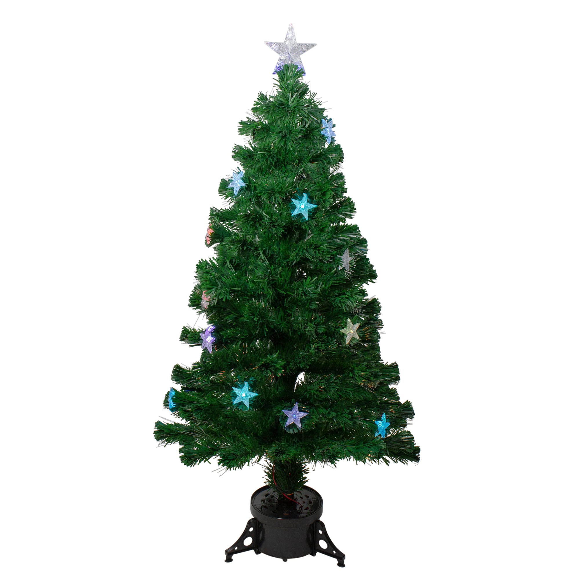 4ft. Pre-lit Fiber Optic Color Changing Artificial Potted Christmas Tree, Multicolor LED Star Lights