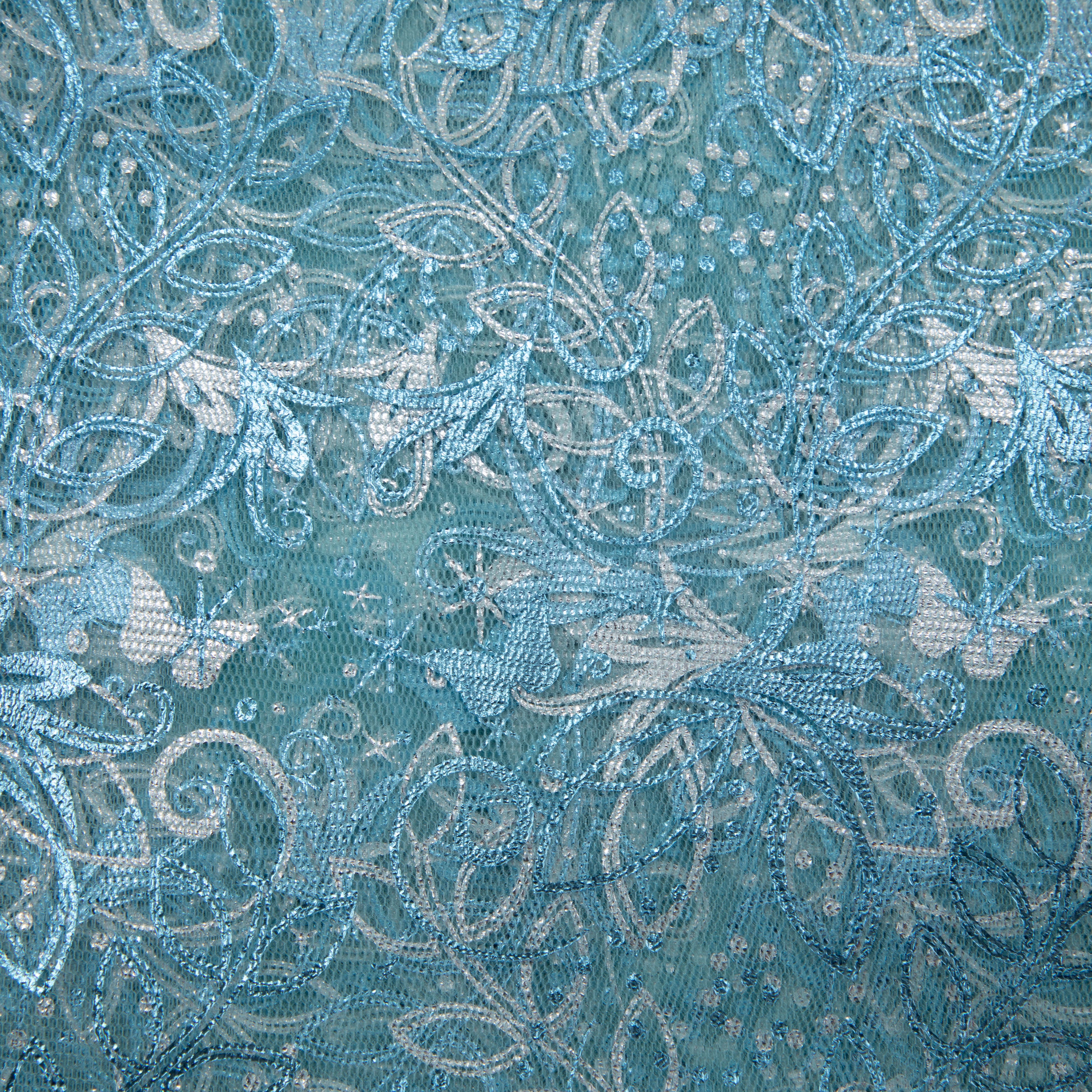 Light Blue Butterfly Mesh Polyester Fabric