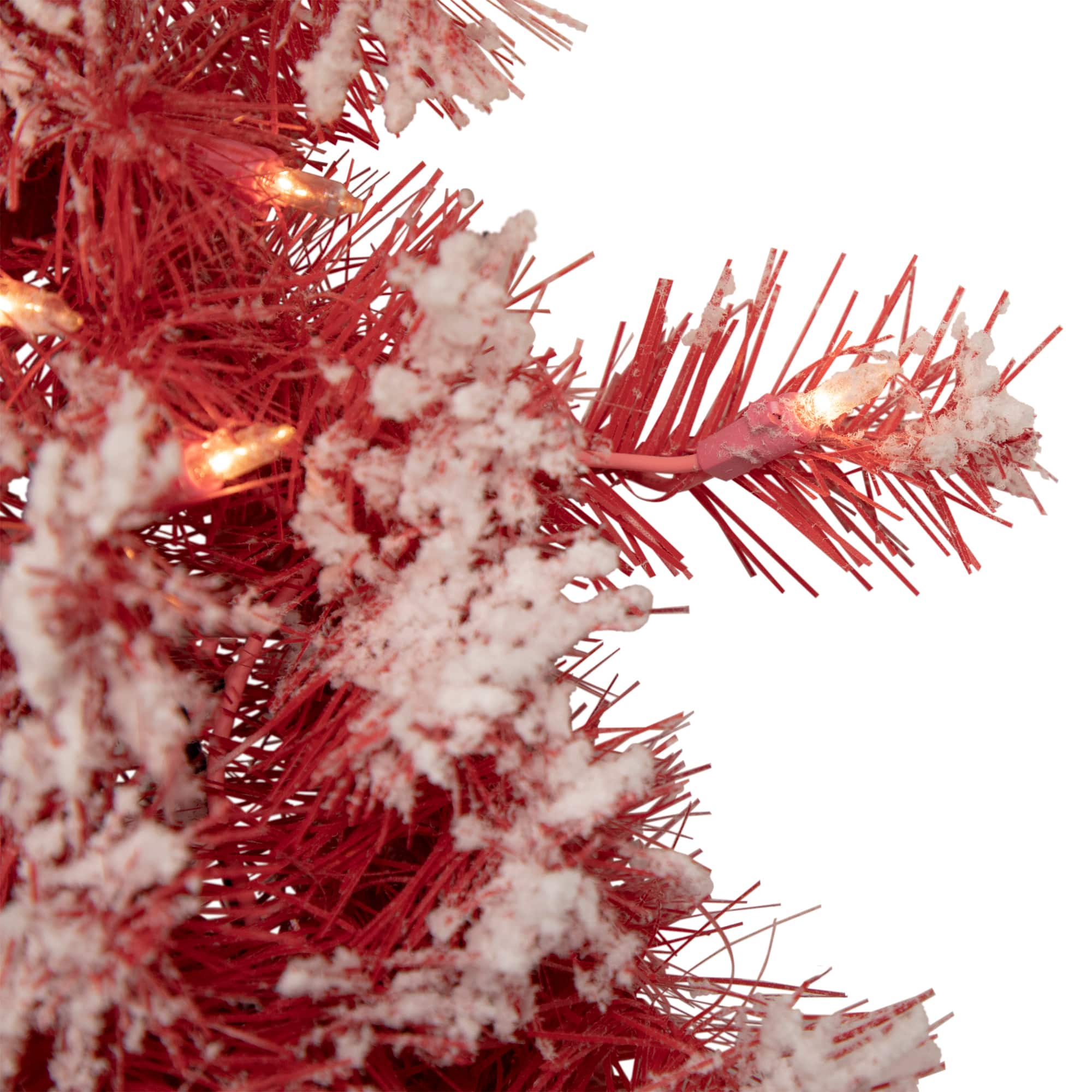 24&#x22; Pre-Lit Flocked Red Artificial Christmas Wreath
