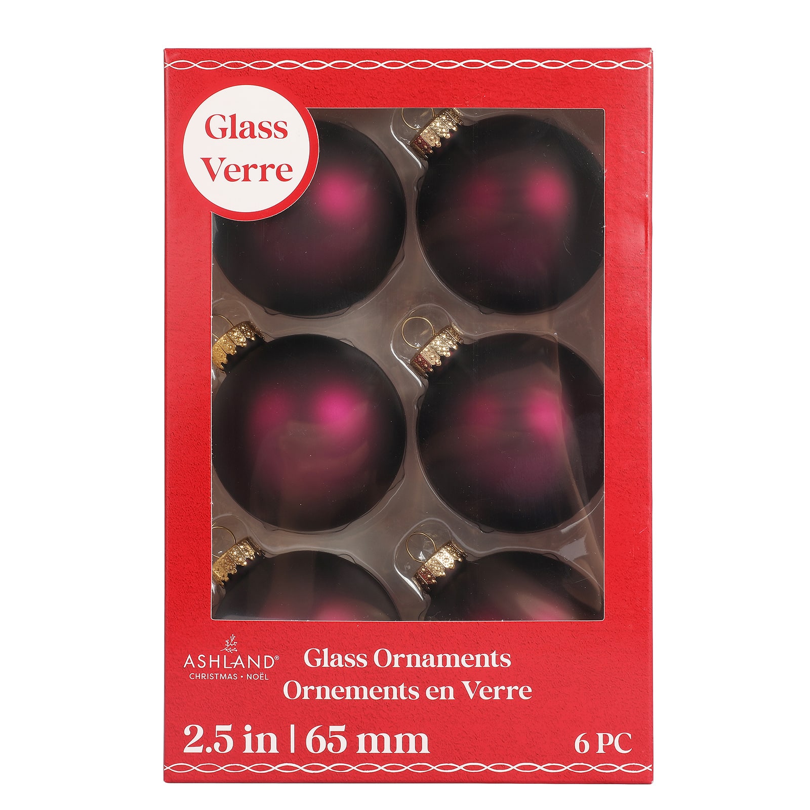 6 Pack 2.5&#x22; Satin Glass Ball Ornaments by Ashland&#xAE;