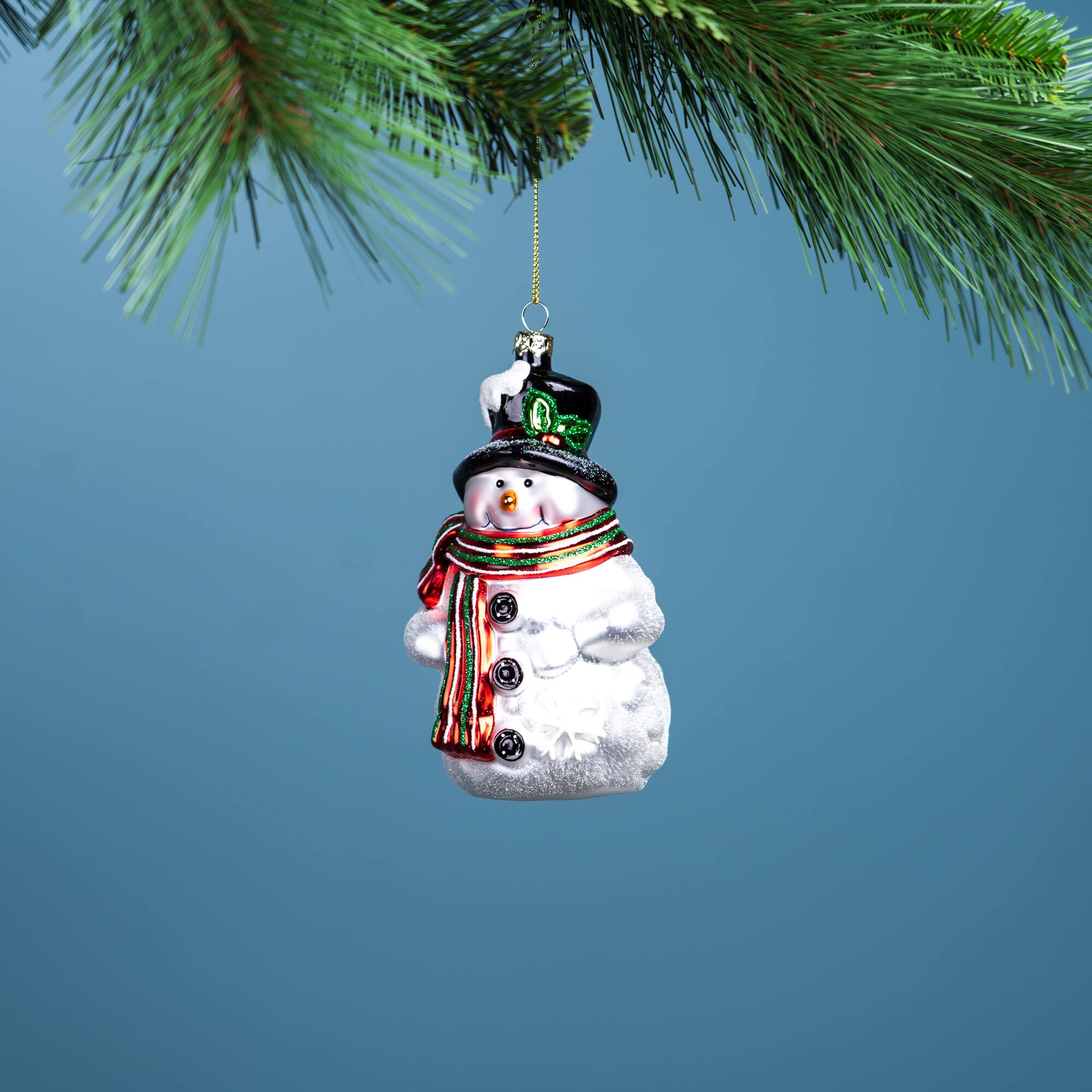 6ct. 5&#x22; Glittered Glass Snowman Ornaments