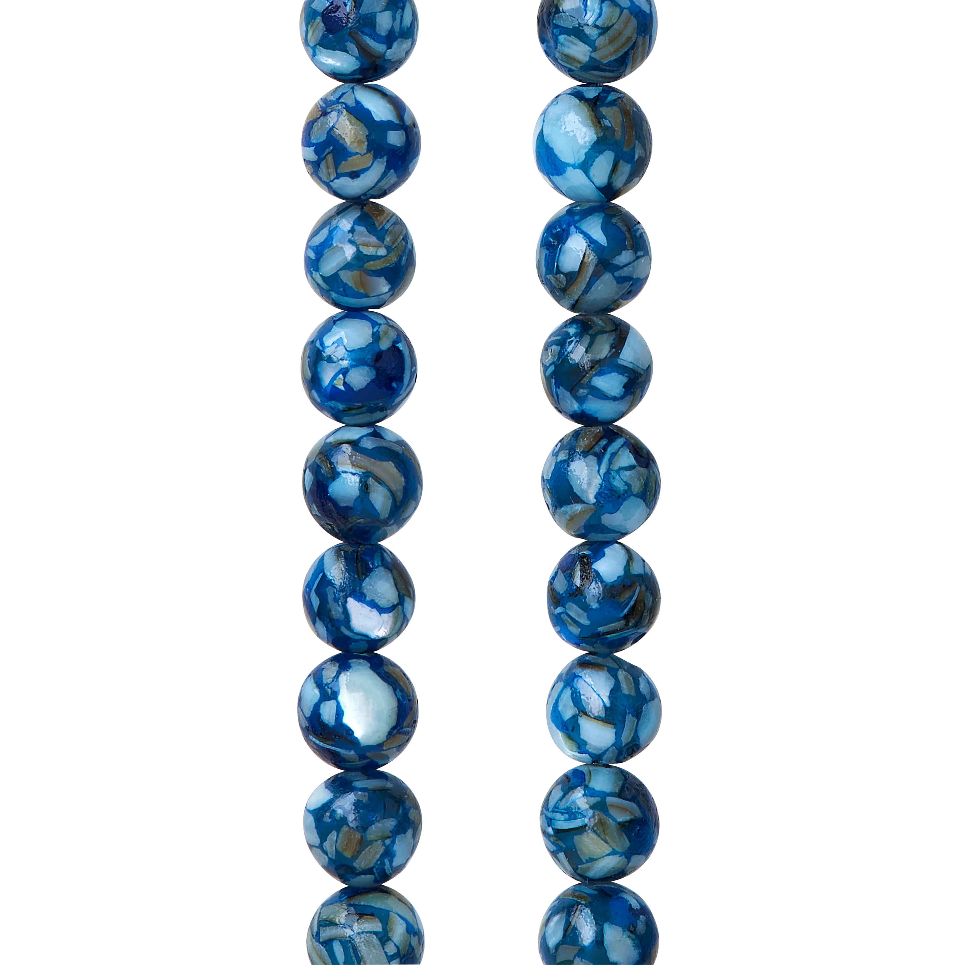 Blue Reconstituted Shell Round Beads, 6mm by Bead Landing&#x2122;