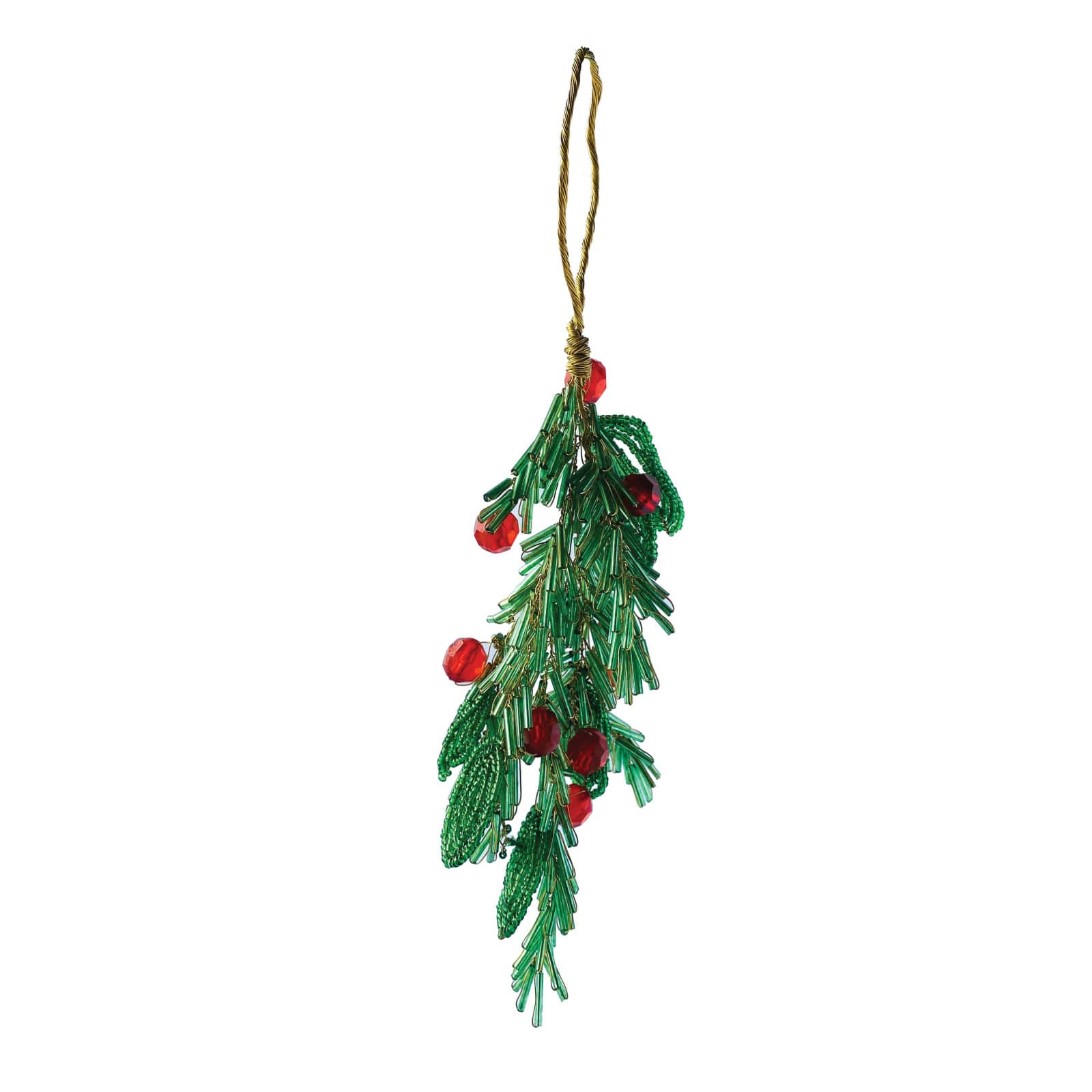 Hello Honey® 7" Glass Bead Mistletoe & Berries Ornament