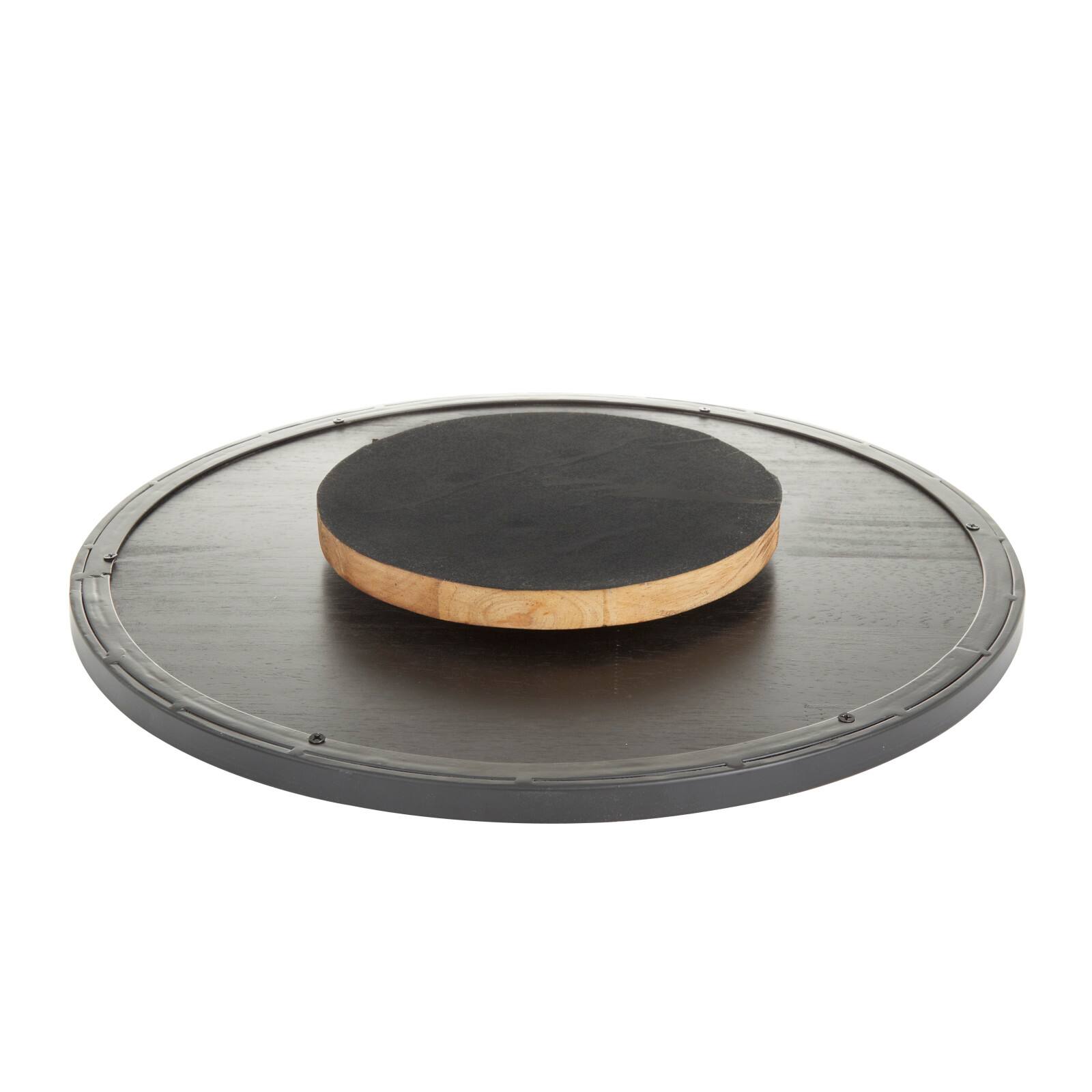 Set of 2" Brown Rubber Wood Modern Lazy Susan Trays, 2" x 12" x 12"
