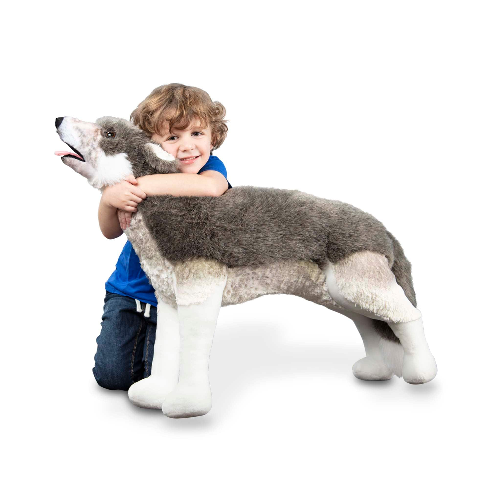 melissa and doug plush gray wolf