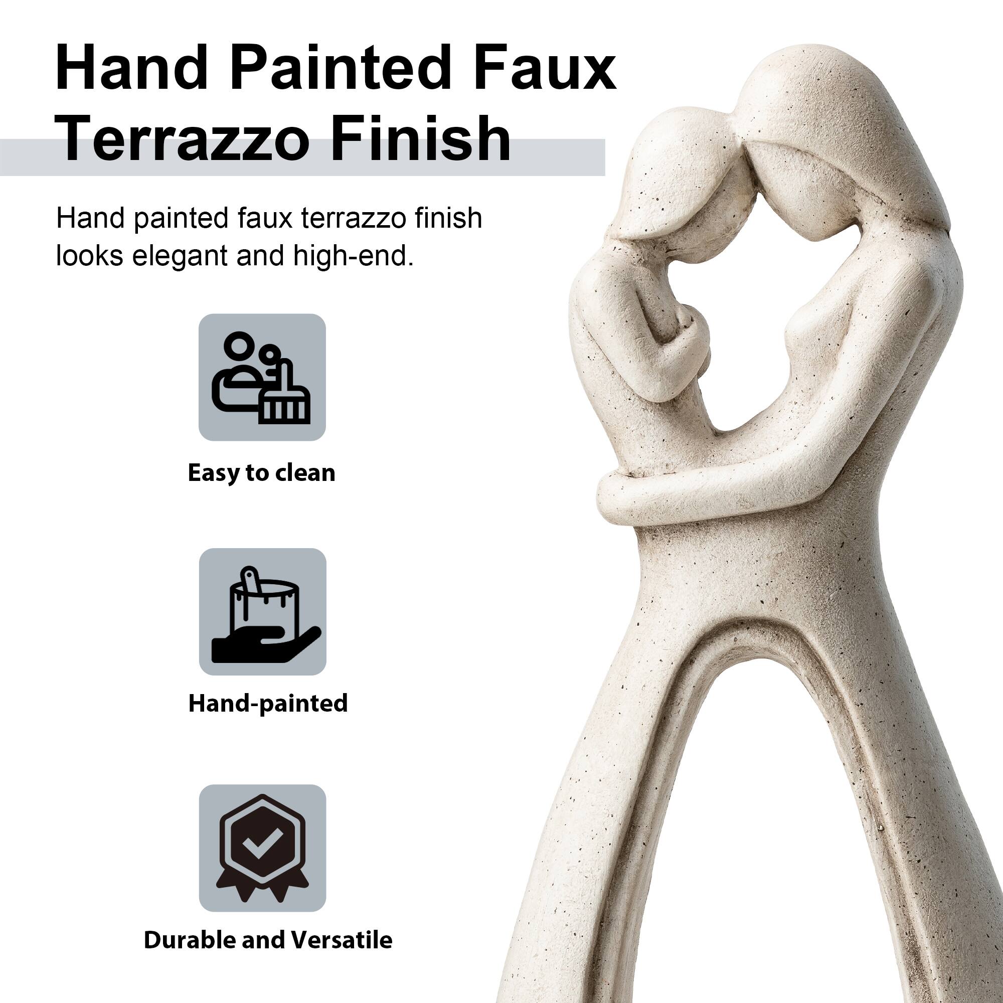 Glitzhome® 24.75" Modern Abstract Sculpture Hugging Mommy & Baby Garden Statue