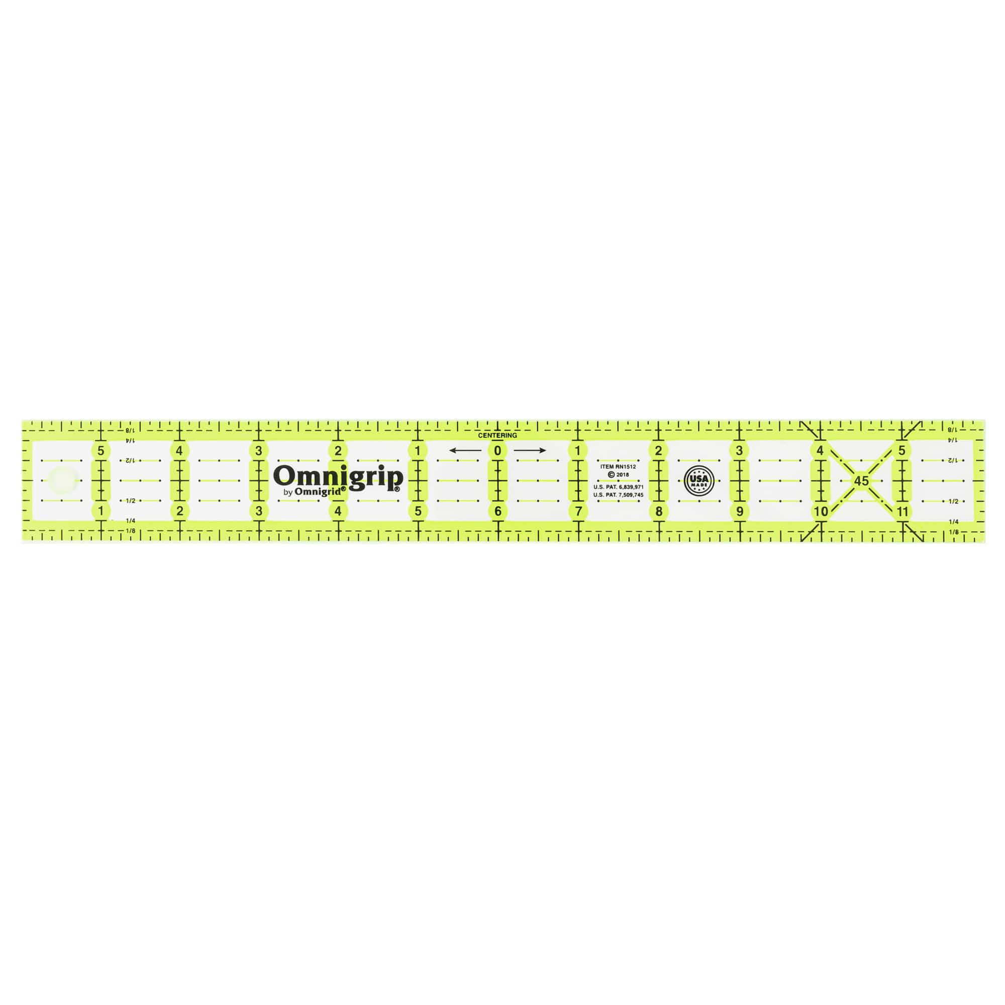 Omnigrip Clear Rectangle Quilting &#x26; Sewing Ruler, 1.5&#x22; x 12&#x22;