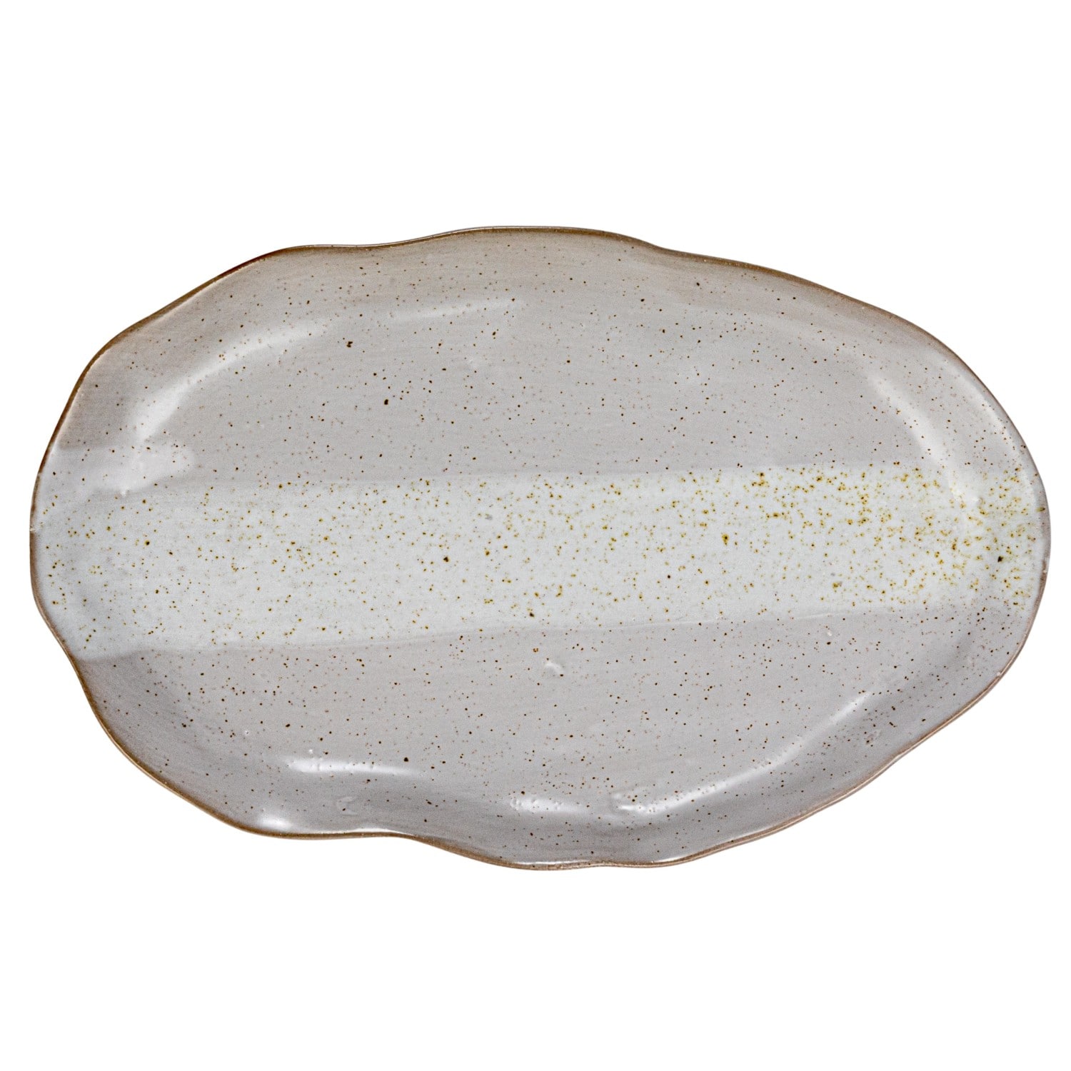 7.75&#x22; Cream Stoneware Organic Shaped Plate, 4ct.