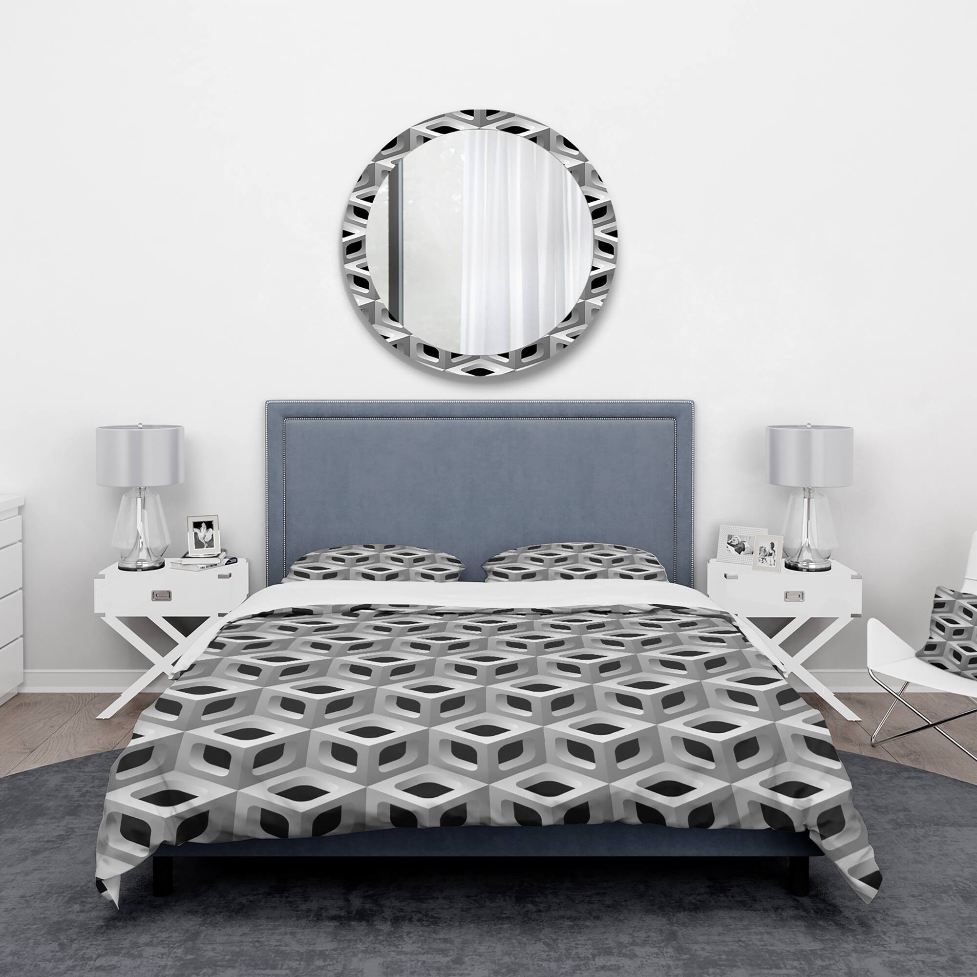 Designart &#x27;3D Lattice Pattern&#x27; Scandinavian Bedding Set - Duvet Cover &#x26; Shams