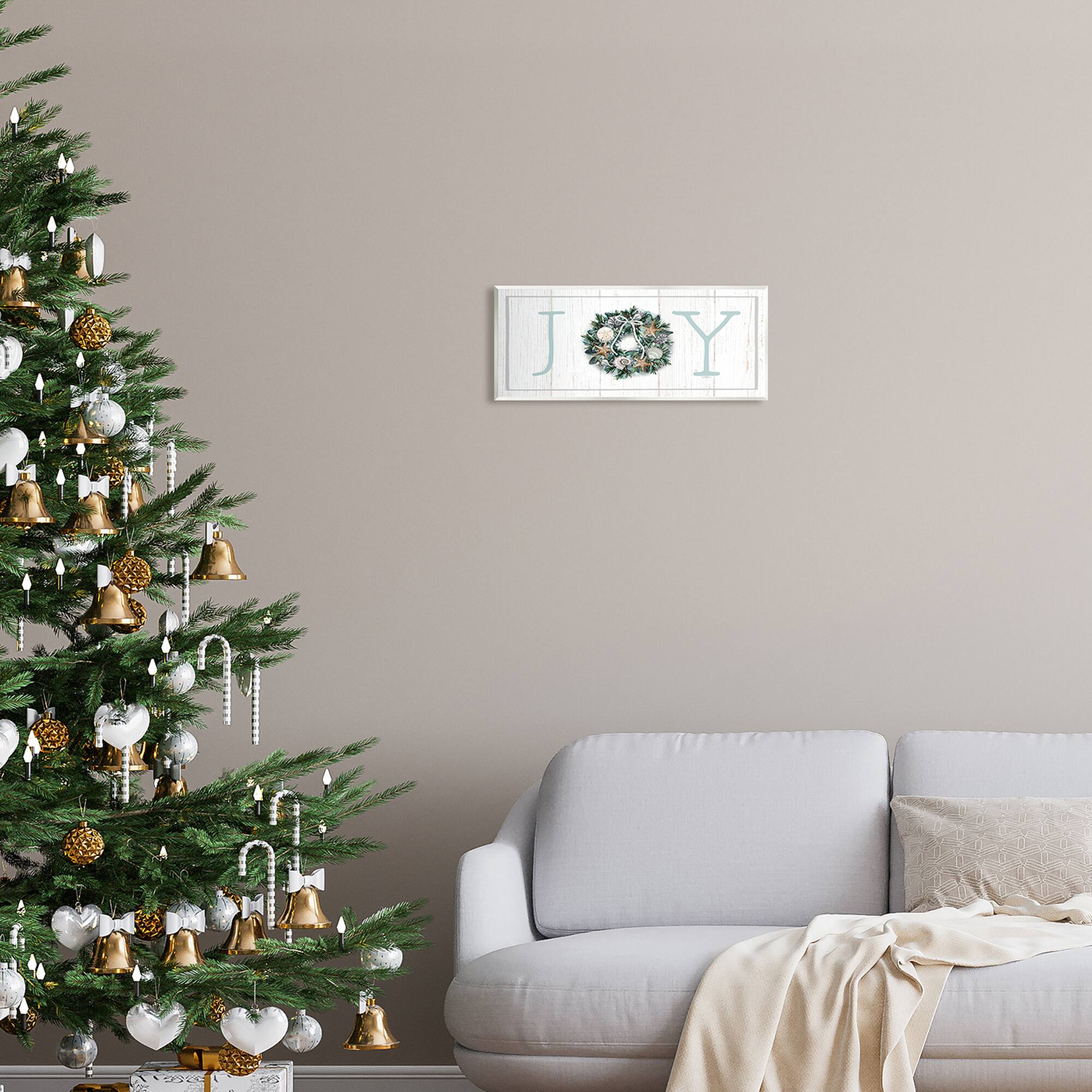 Stupell Industries Joy Holiday Seashell Wreath Wall Plaque Art