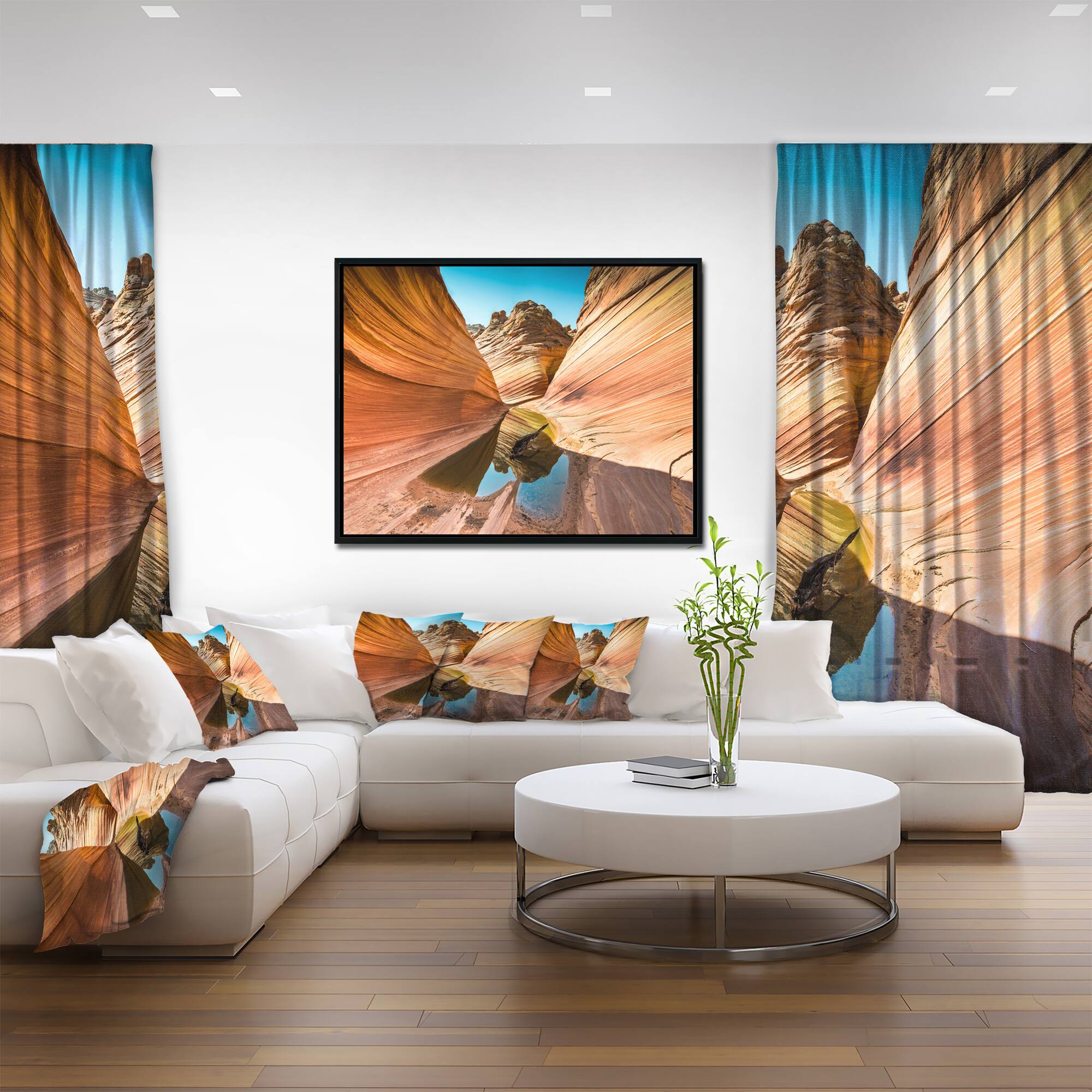 Designart - Water inside Arizona Wave - Landscape Photography Canvas Print in Black Frame