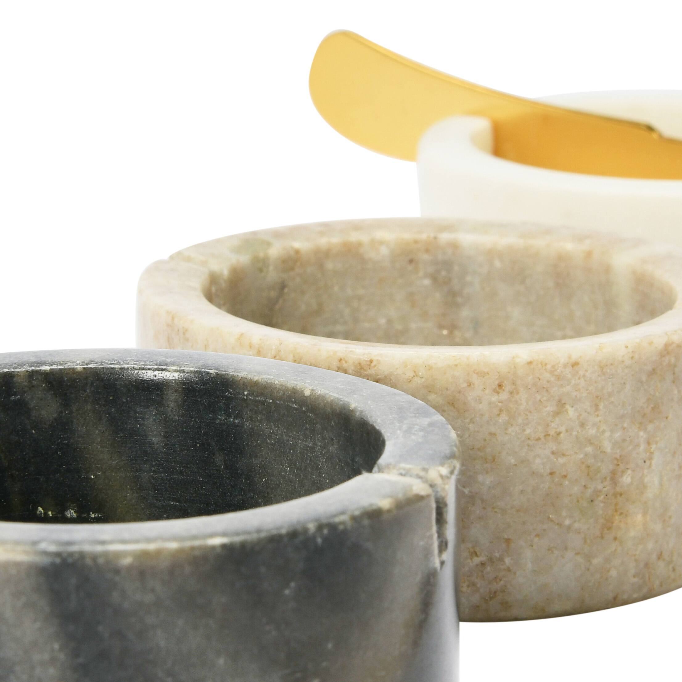 Hello Honey&#xAE; 1.5&#x22; Salt &#x26; Pepper Marble Pinch Bowls with Metal Knifes