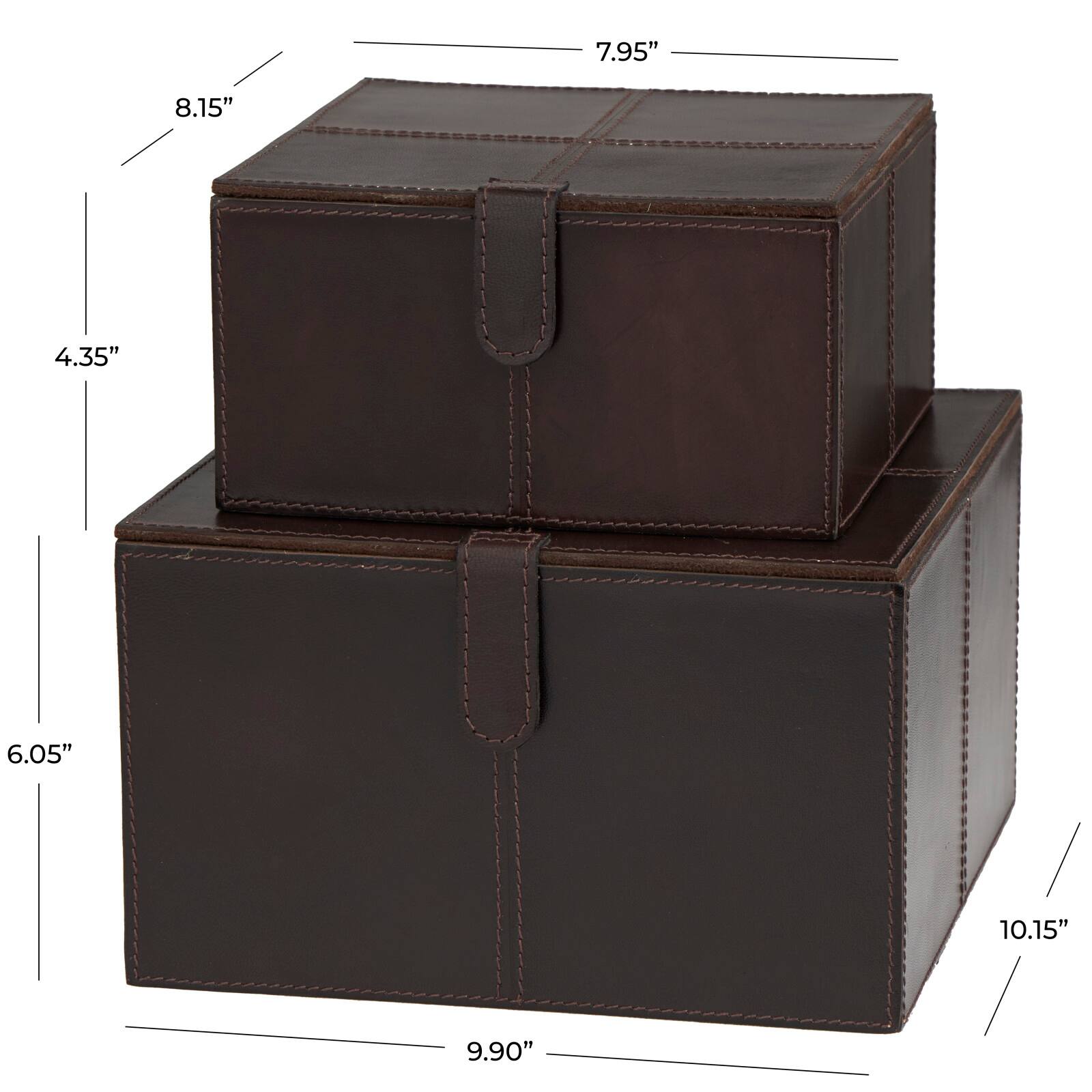 Dark Brown Leather Storage Box Set