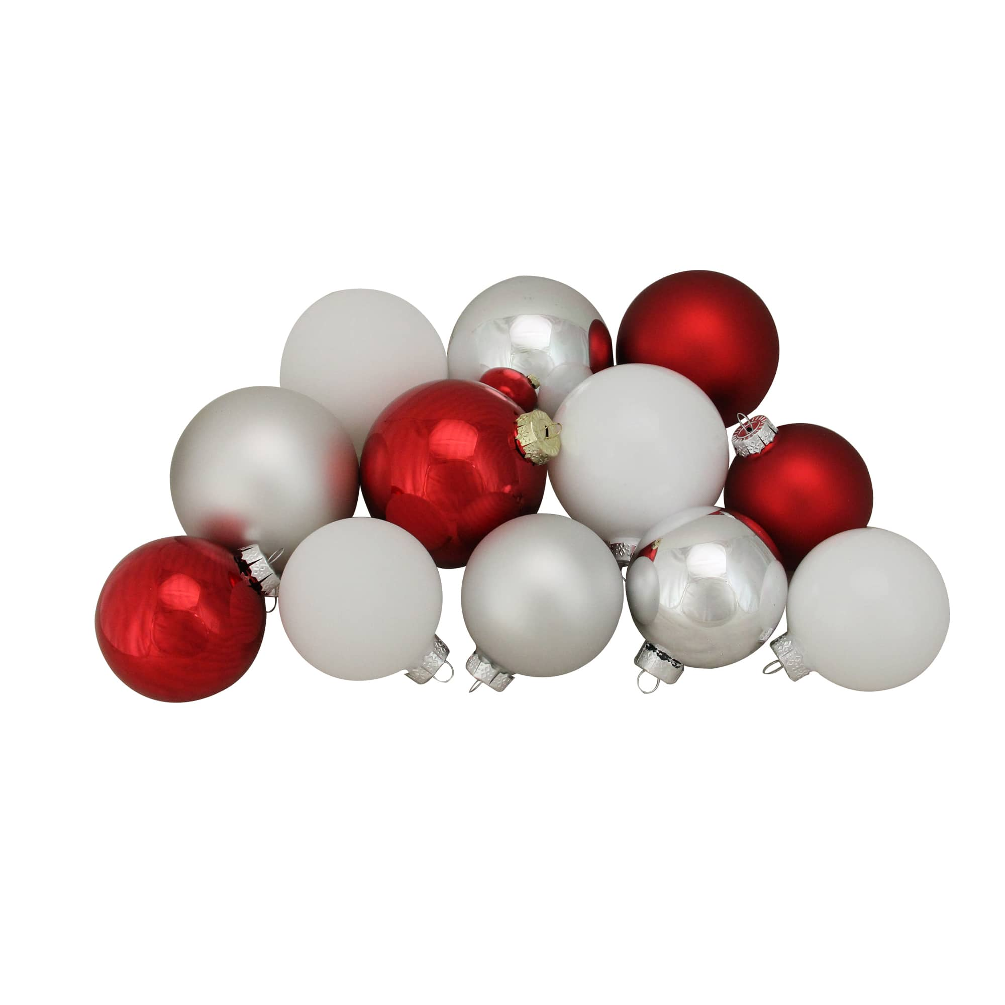 72ct 2 Finish Red Silver White Glass Ball Ornaments Michaels