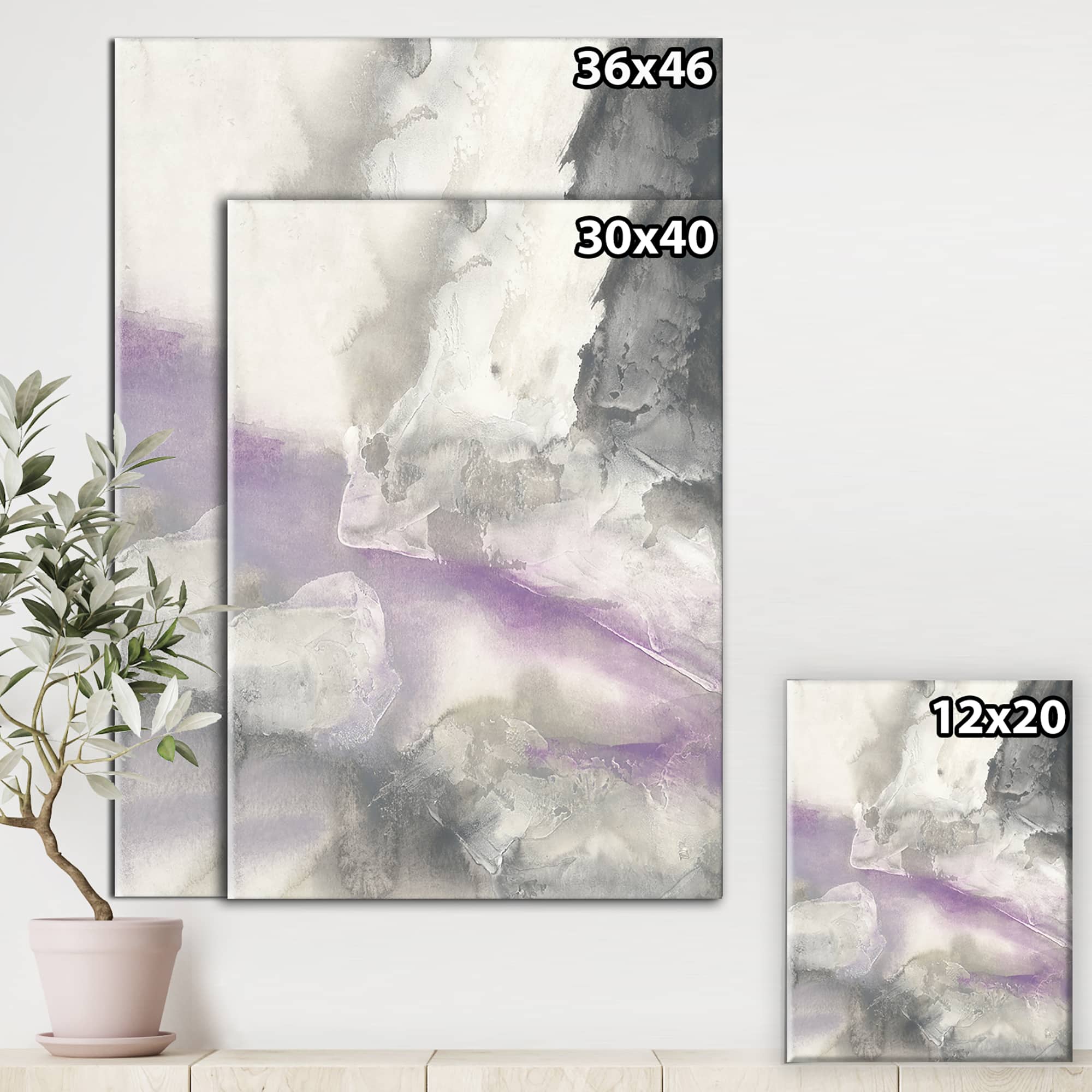 Designart - Watercolor Minimal Purple Tones I - Modern Farmhouse Premium Canvas Wall Art