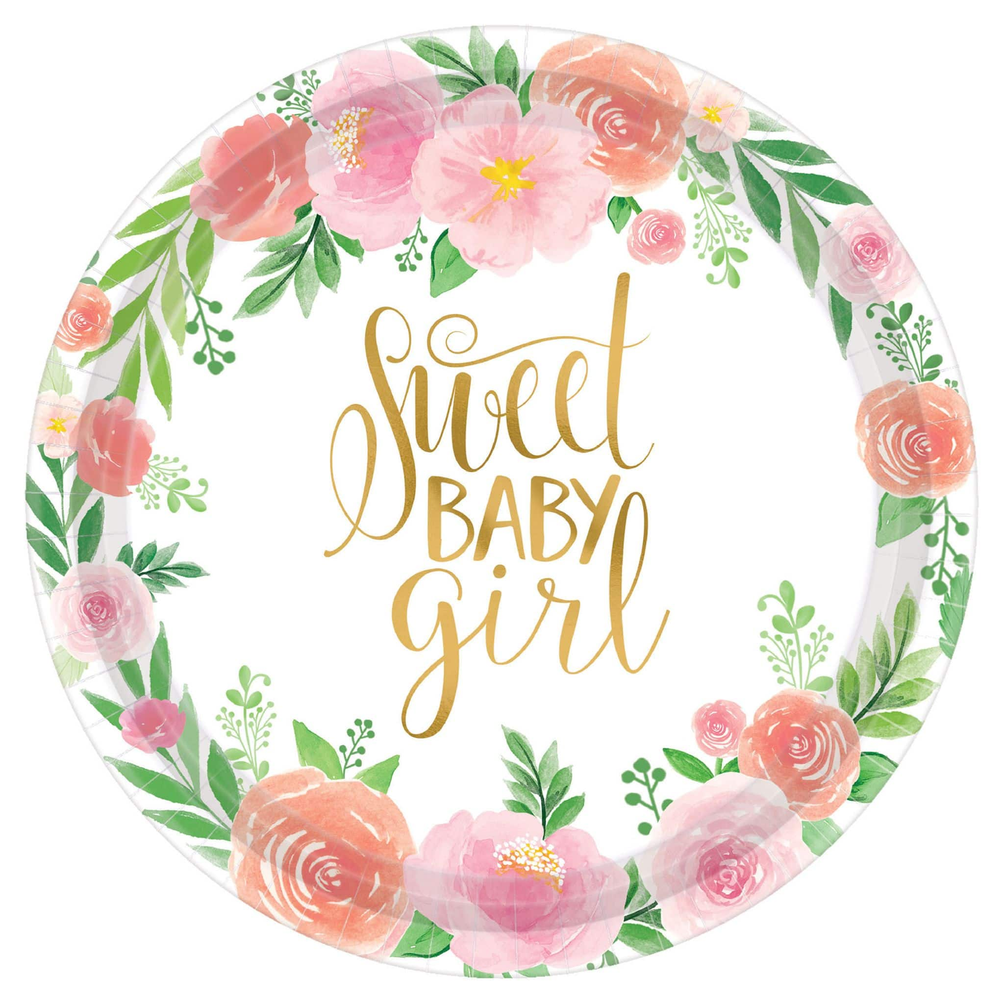 10.5&#x22; Floral Baby Shower Paper Plates, 24ct.