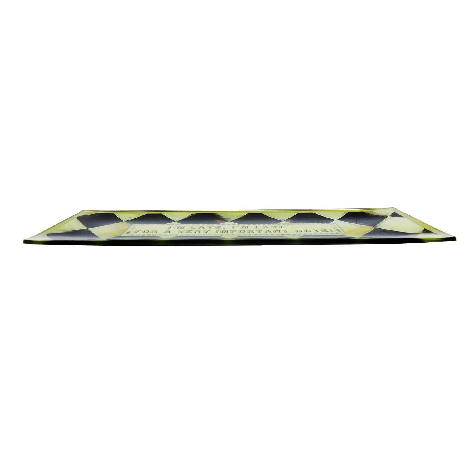 10.5&#x22; Black &#x26; Gold Diamond I&#x27;m Late Decorative Glass Plate by Ashland&#xAE;