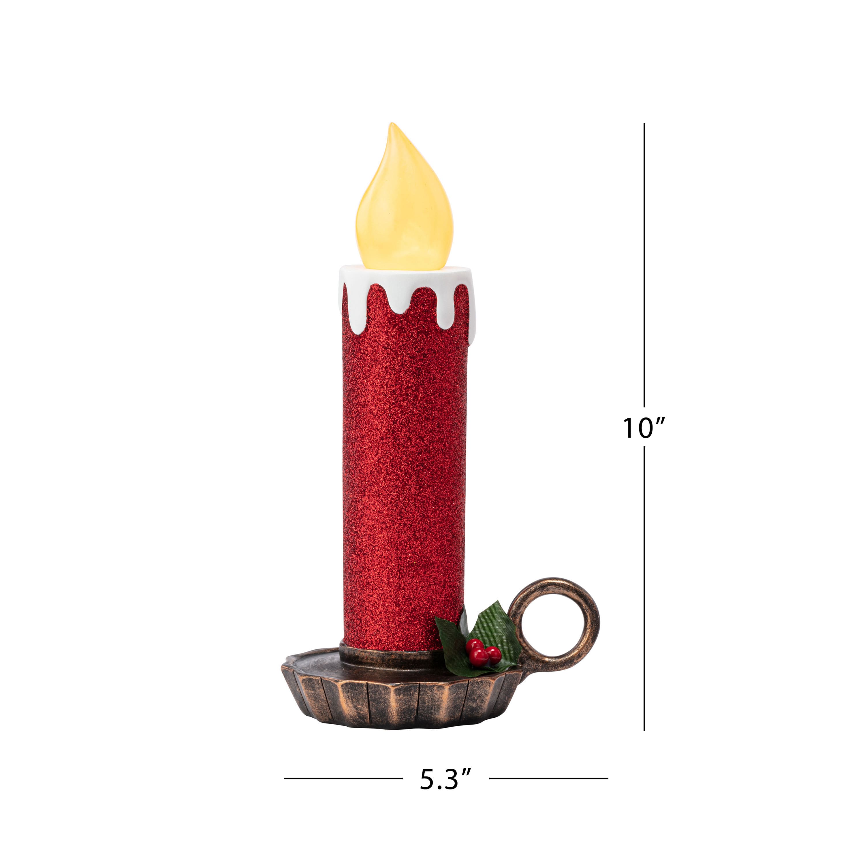 10" Red Flickering LED Glittery Candles, 2ct.