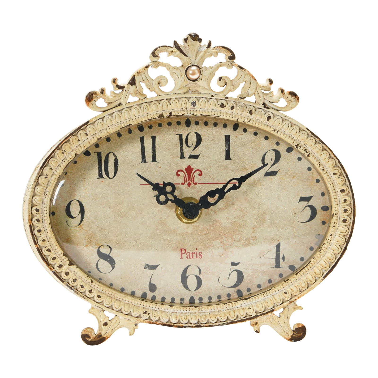 Hello Honey® 6.5" Distressed Pewter Mantel Clock