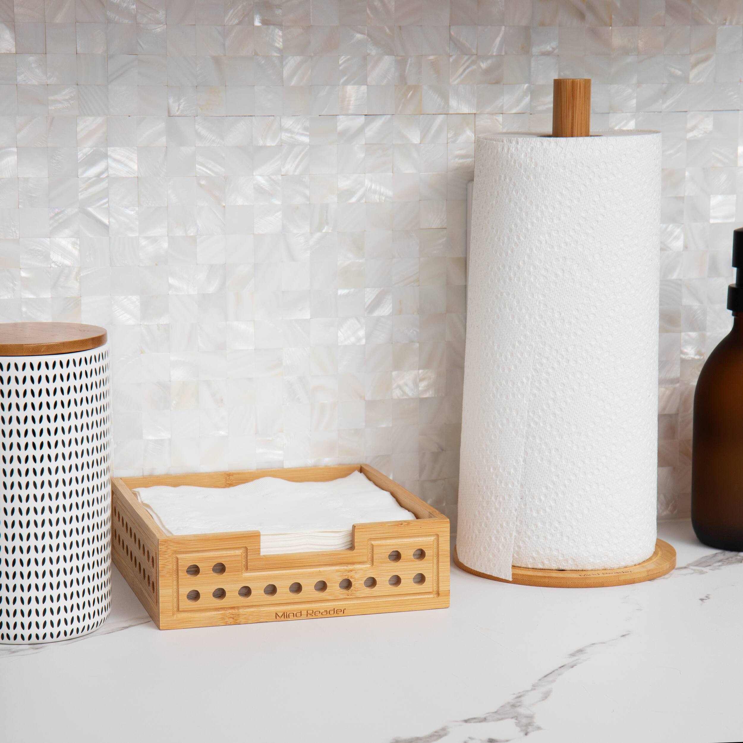 Mind Reader Lattice Bamboo Paper Towel &#x26; Napkin Holder Set