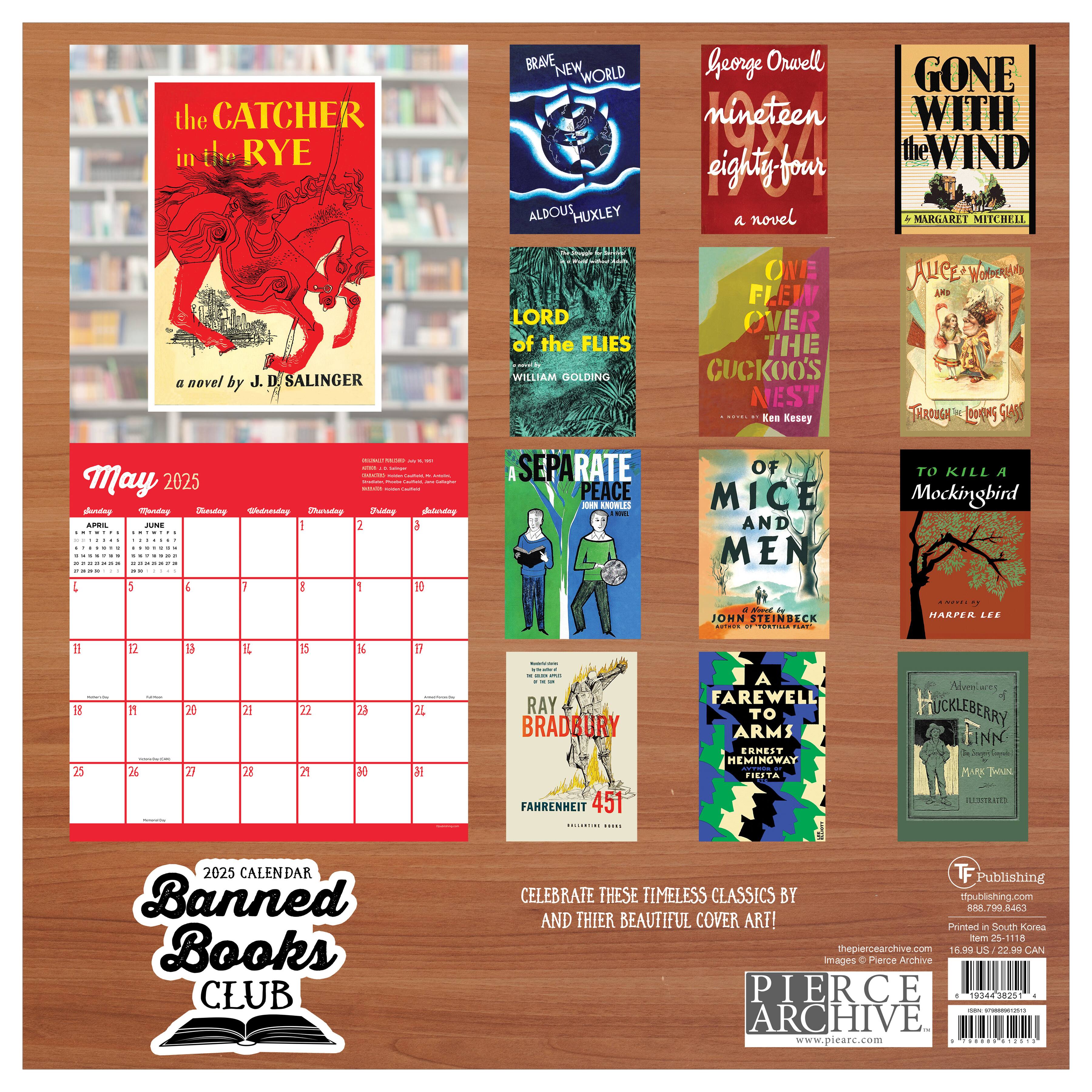 TF Publishing 2025 Banned Book Club Wall Calendar