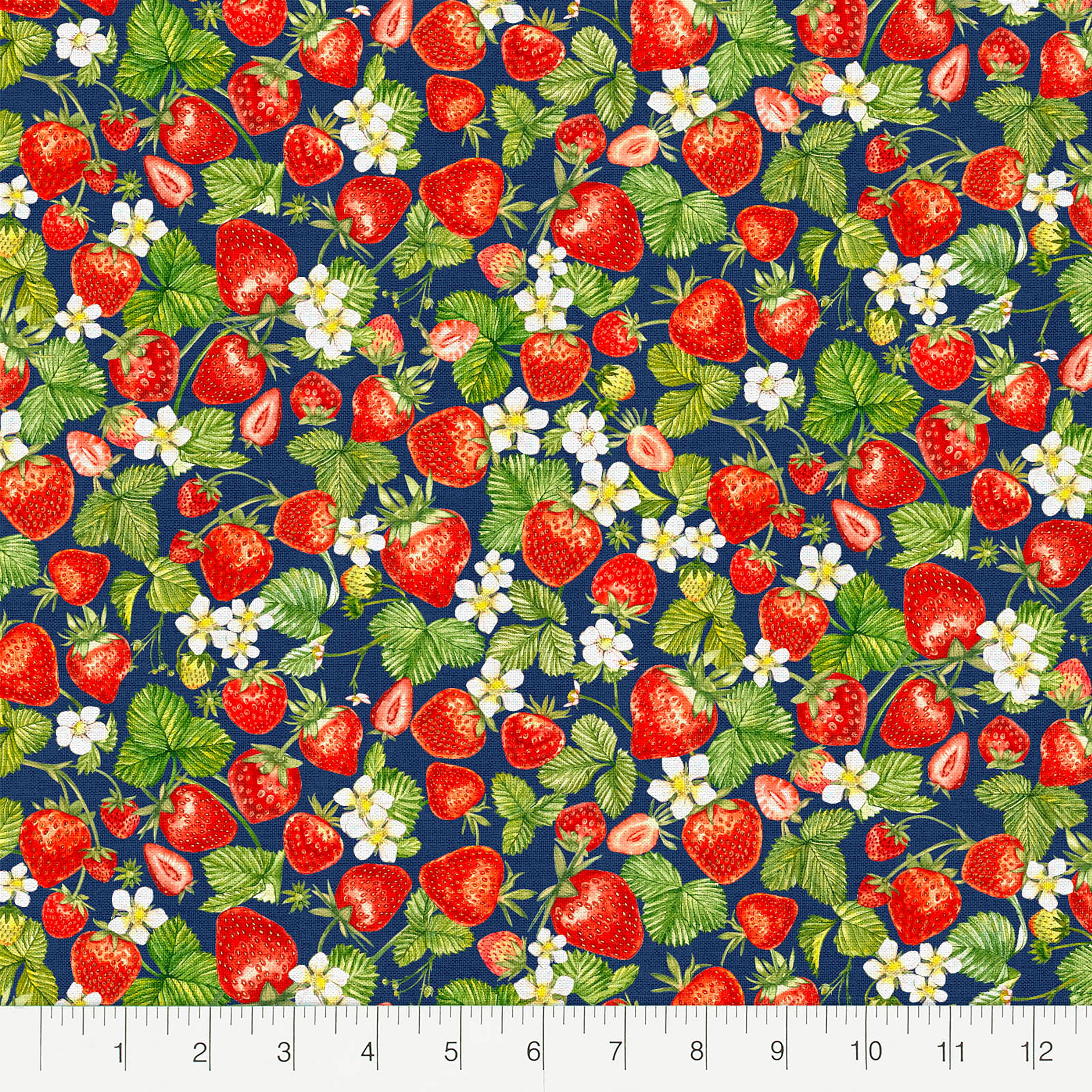 Fabric Editions Navy Strawberry Cotton Fabric