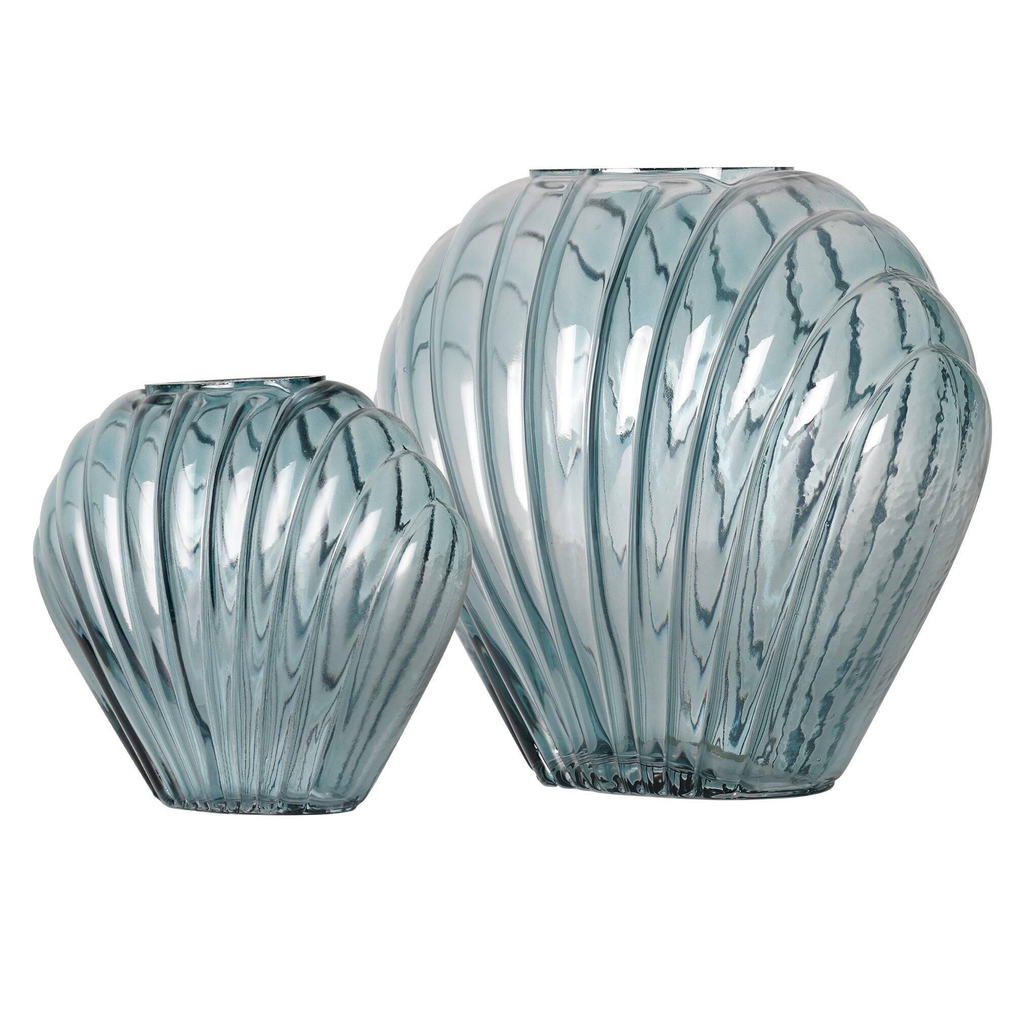 American Art Decor Sea Scallops Azure Glass Vase Set