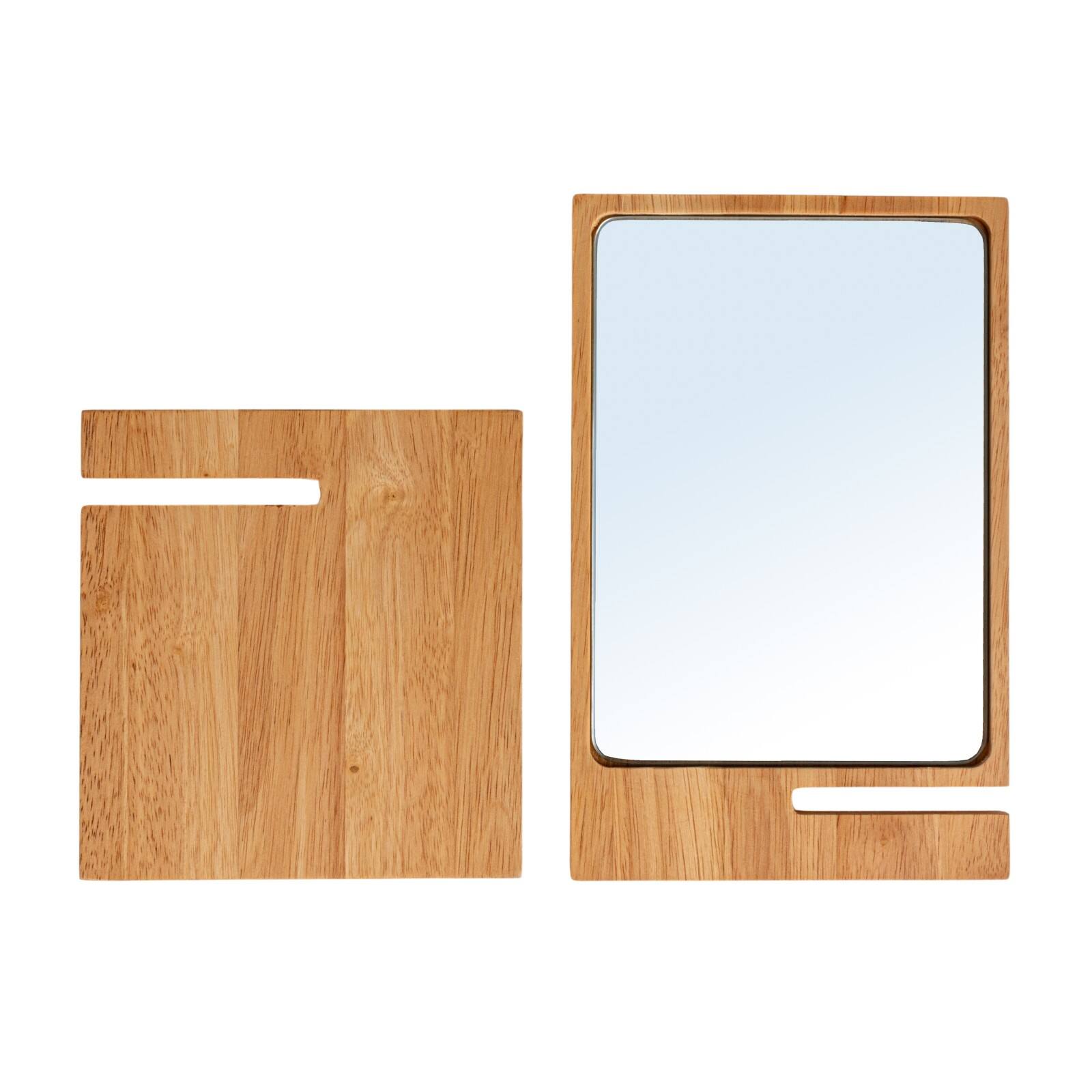 Hello Honey&#xAE; 9.75&#x22; Natural Rubberwood Reflections Desk Mirror