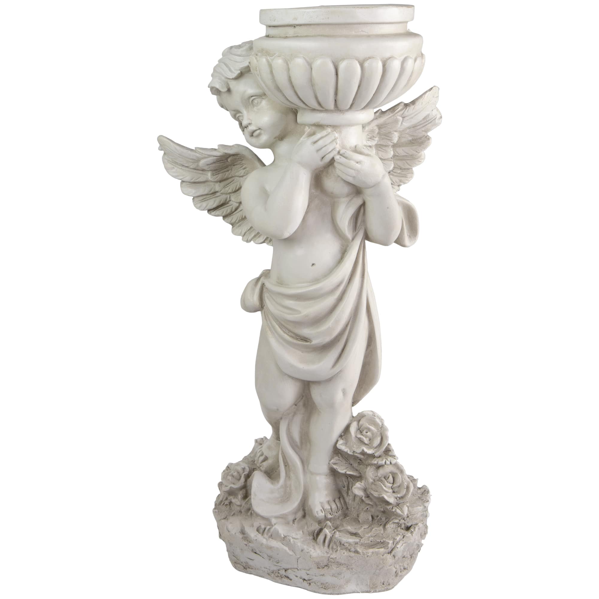 17.5&#x22; Cherub Angel Bird Bath Outdoor Garden Statue