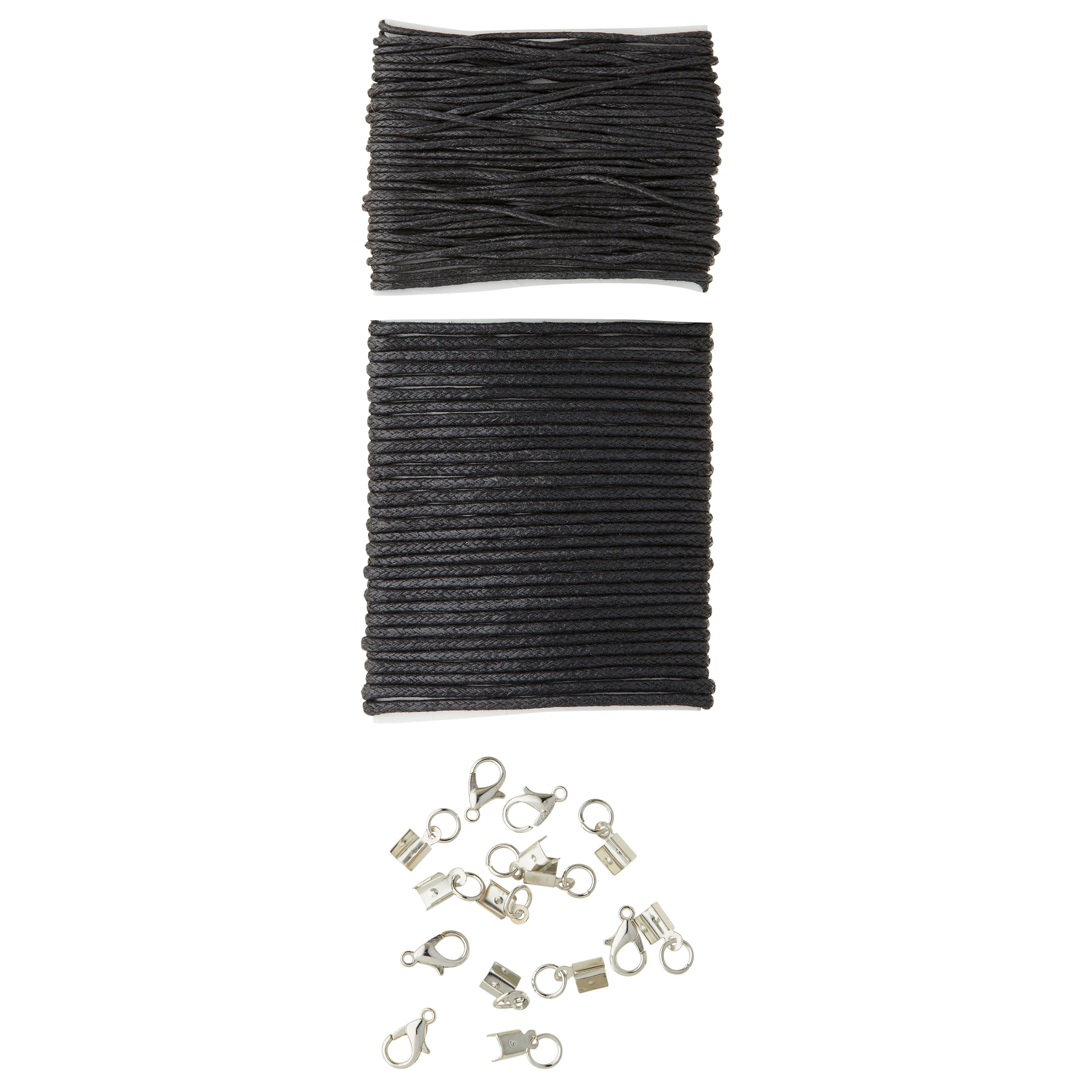 12 Pack: Black Waxed Cotton Cord Set by Bead Landing&#x2122;