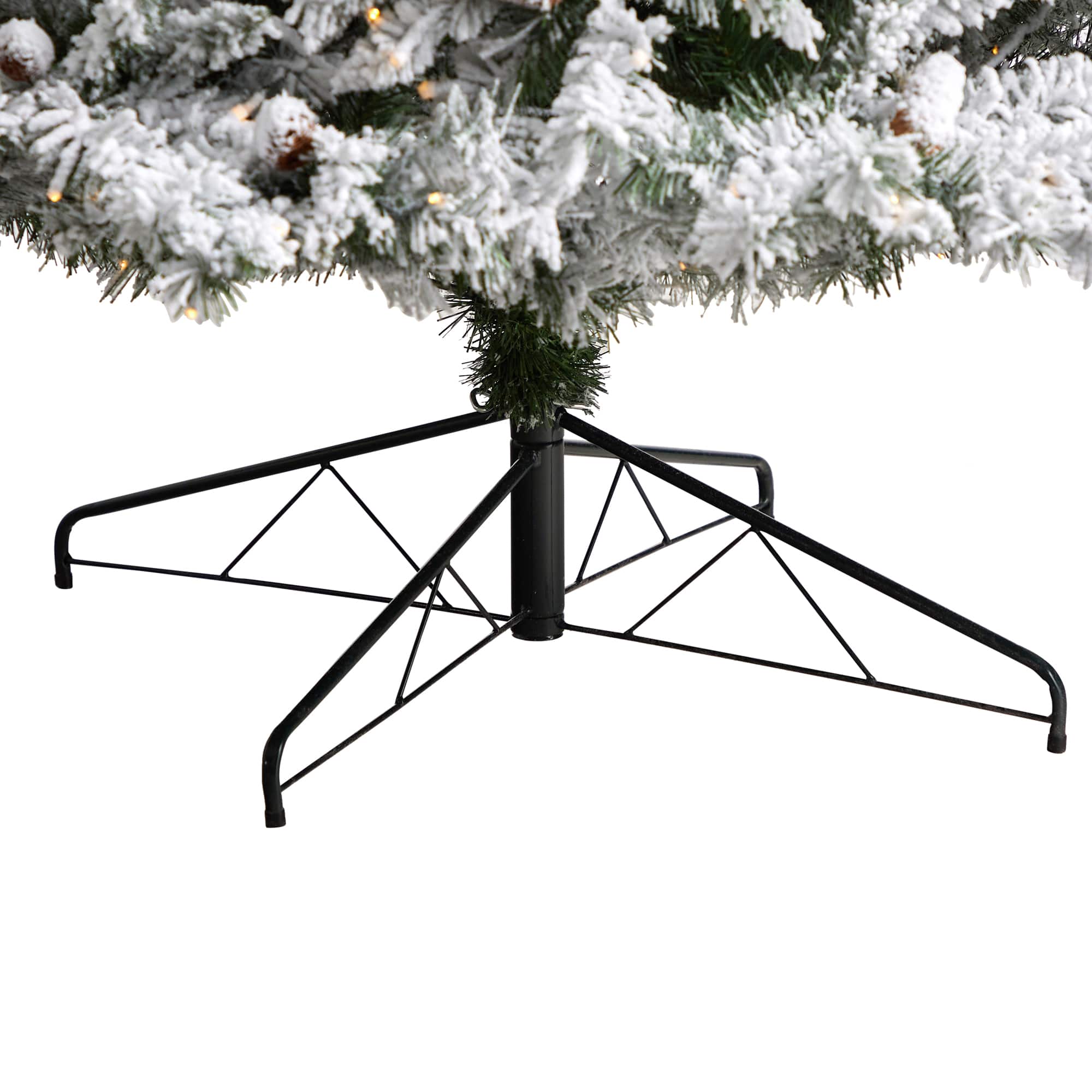 10ft. Pre-Lit Flocked White River Mountain Pine Artificial Christmas Tree, Clear LED Lights