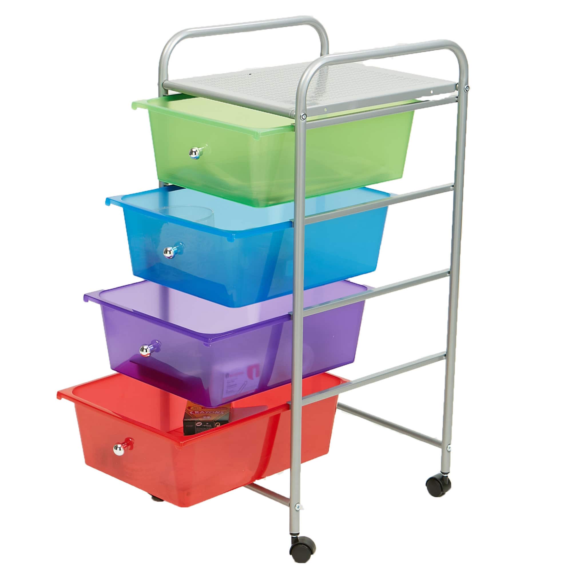 Mind Reader 30.2" Multicolor 4-Drawer Storage Trolley Rolling Cart
