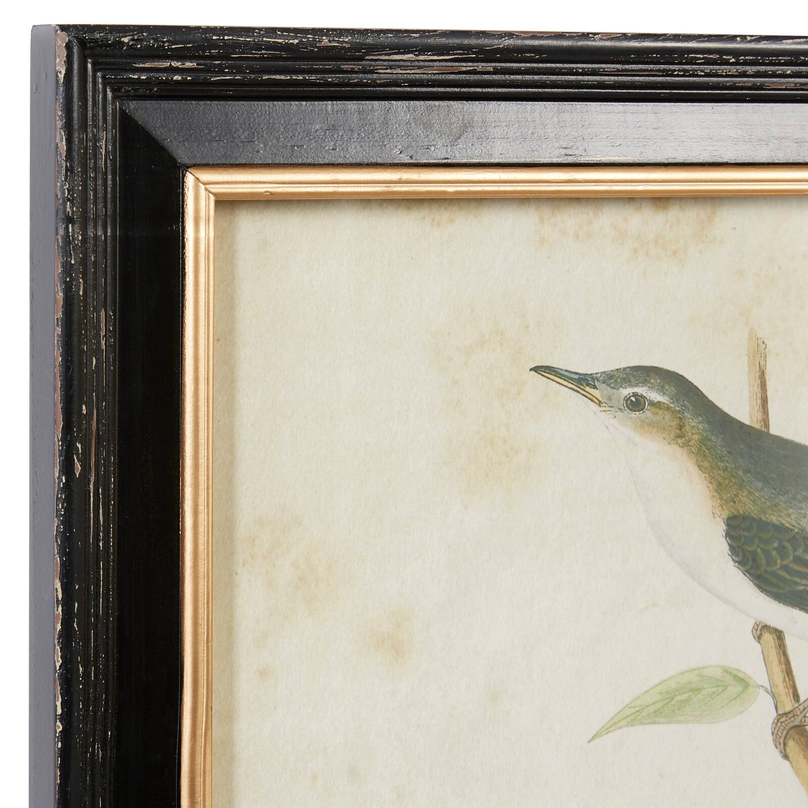 Black Wood Farmhouse Cottage Birds Wall Art Set