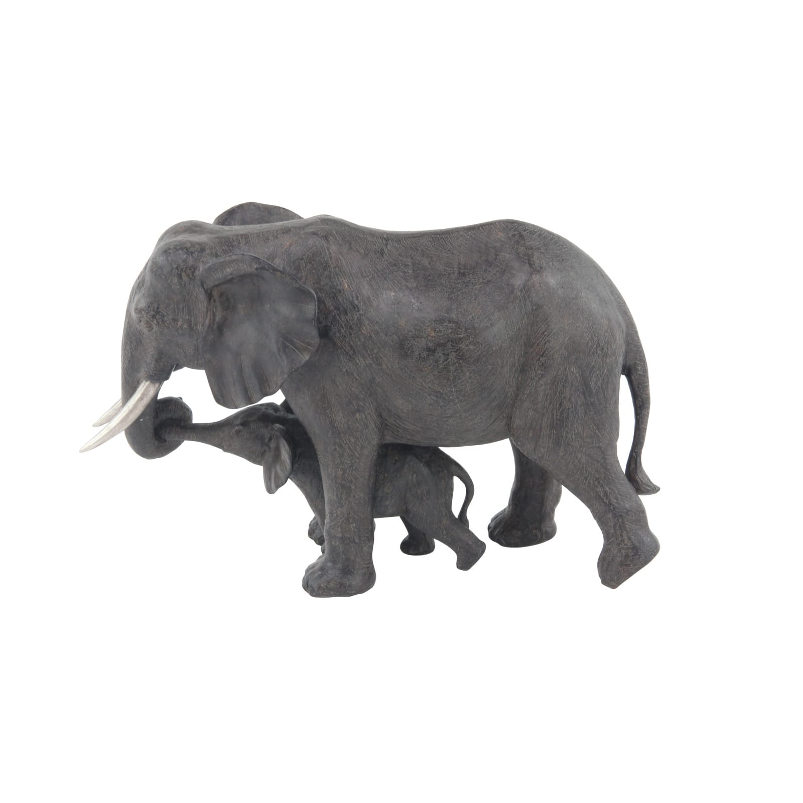 20" Dark Gray Eclectic Polystone Elephant Sculpture
