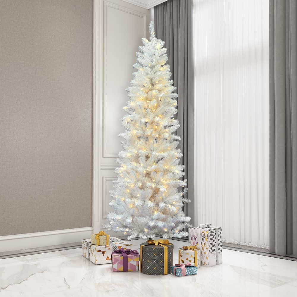 8.5ft. Pre-Lit White Salem Pine Artificial Christmas Tree, Warm White Dura-Lit LED Lights
