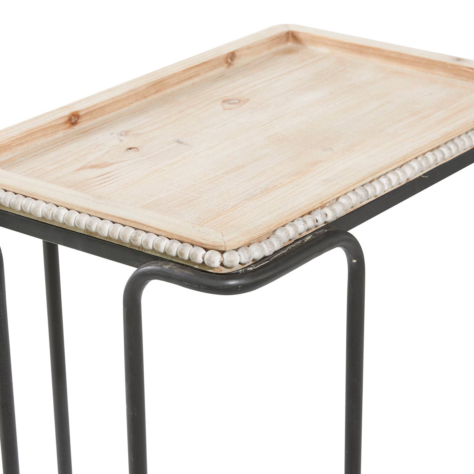 26&#x22; Beaded Edge Iron Accent Table