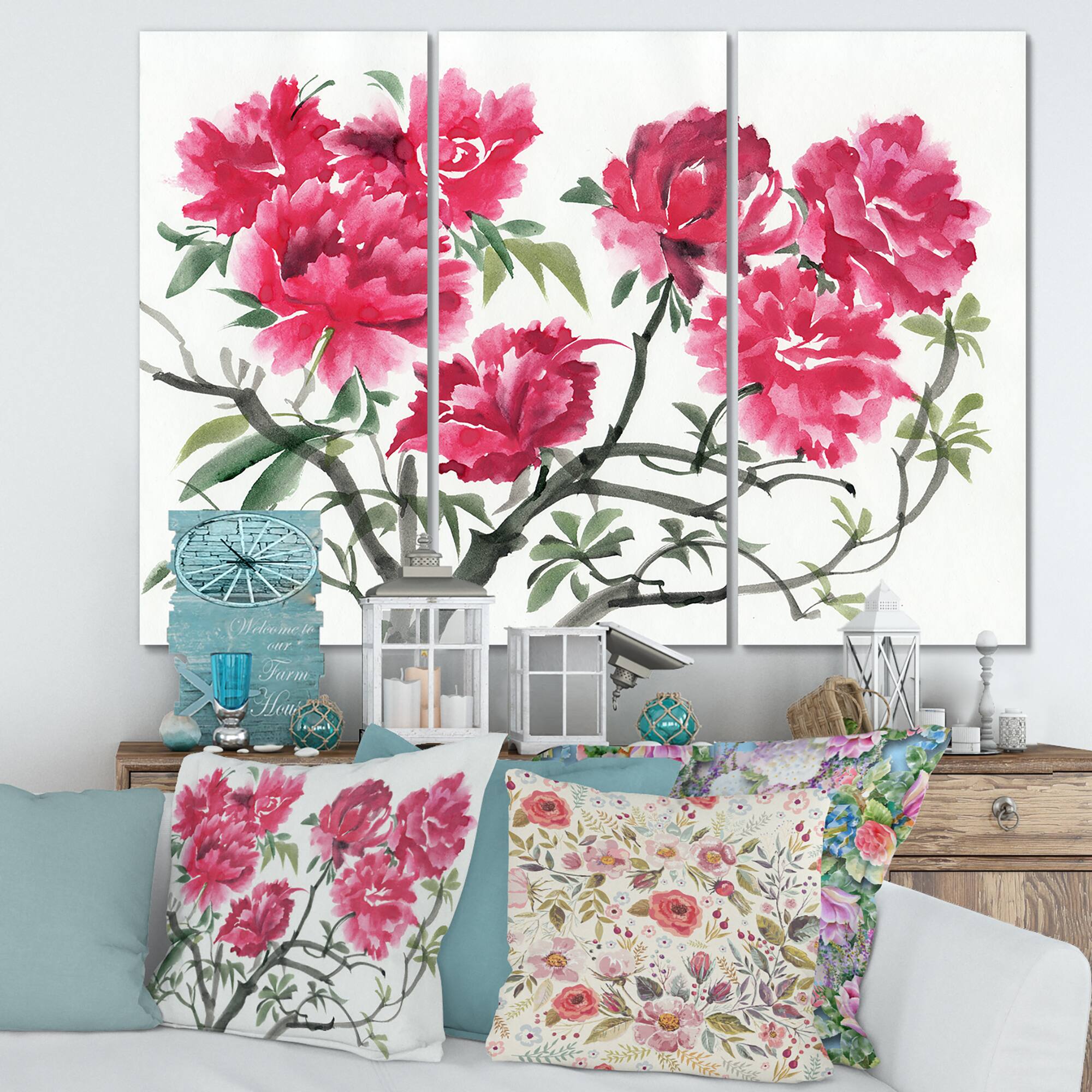 Designart - Vintage Purple Azalea Flower - Traditional Canvas Wall Art Print