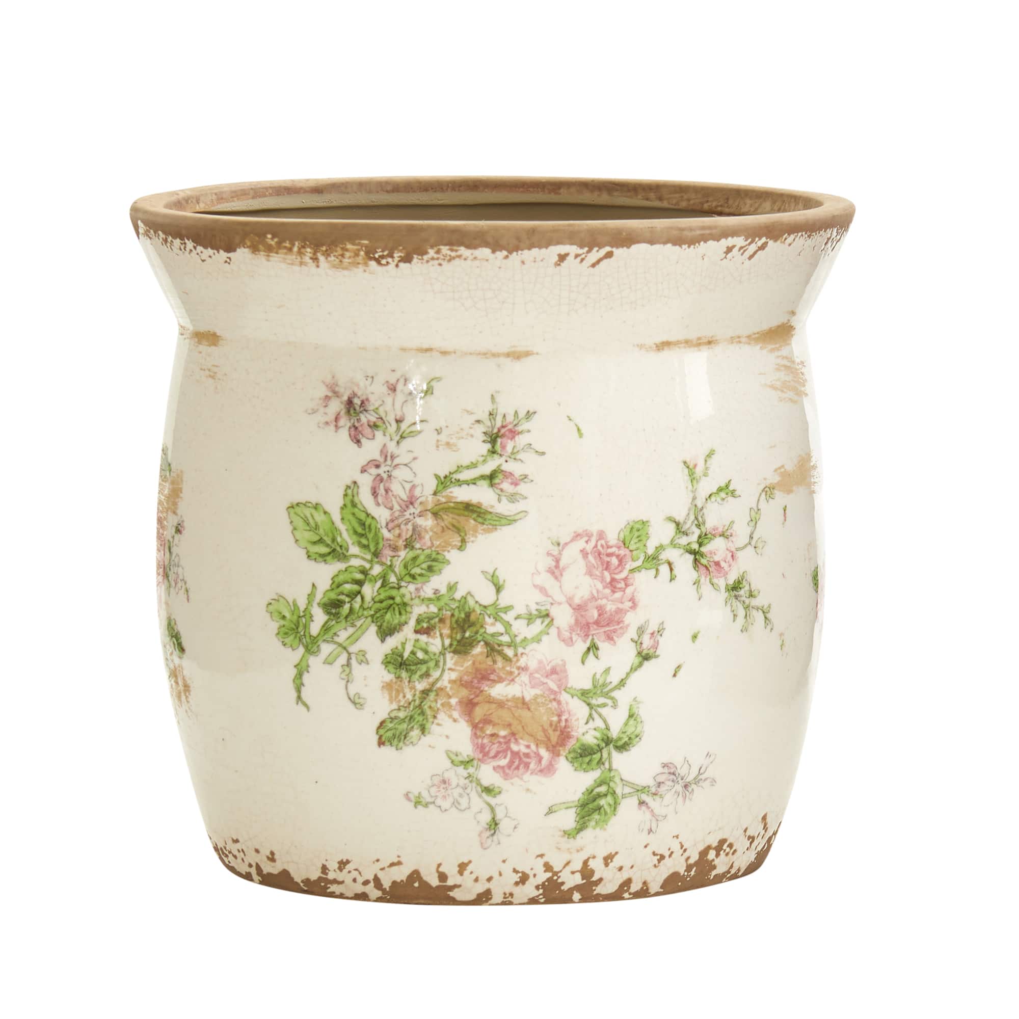 8&#x22; Tuscan Ceramic Floral Print Planter