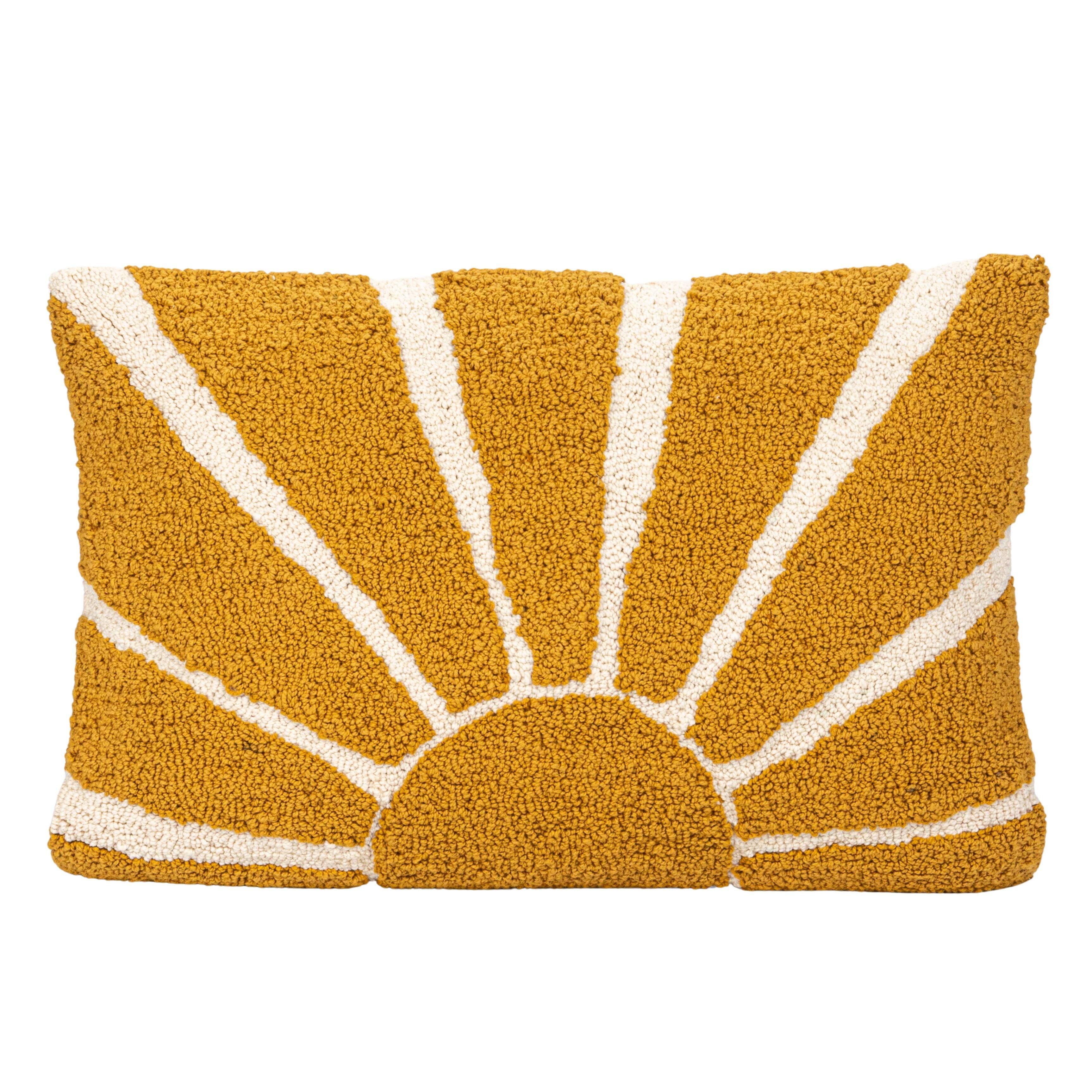 Hello Honey® 24" Yellow Sun Punch Hook Lumbar Pillow