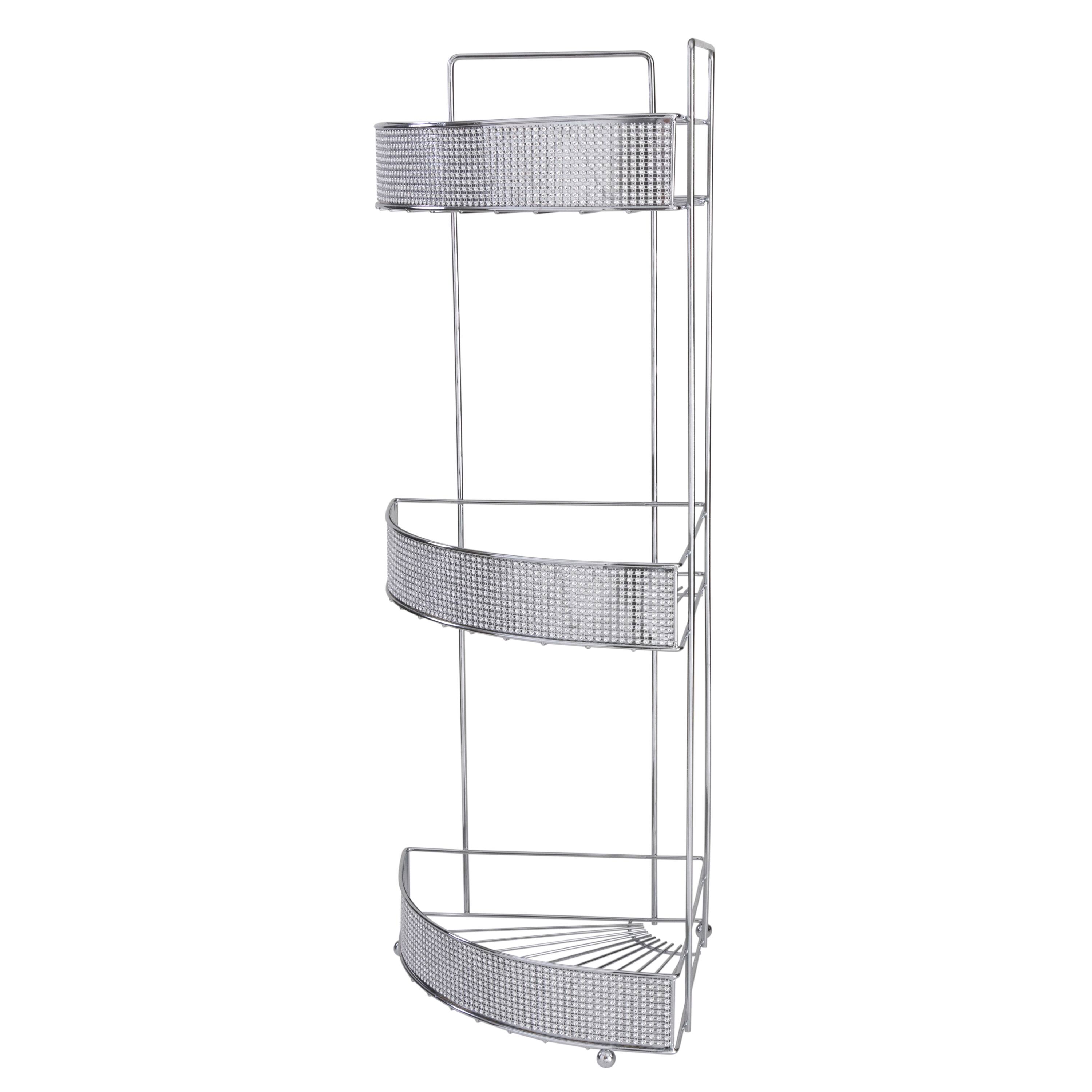 Bath Bliss Pave Diamond Design 3-Tier Corner Bath Shelf
