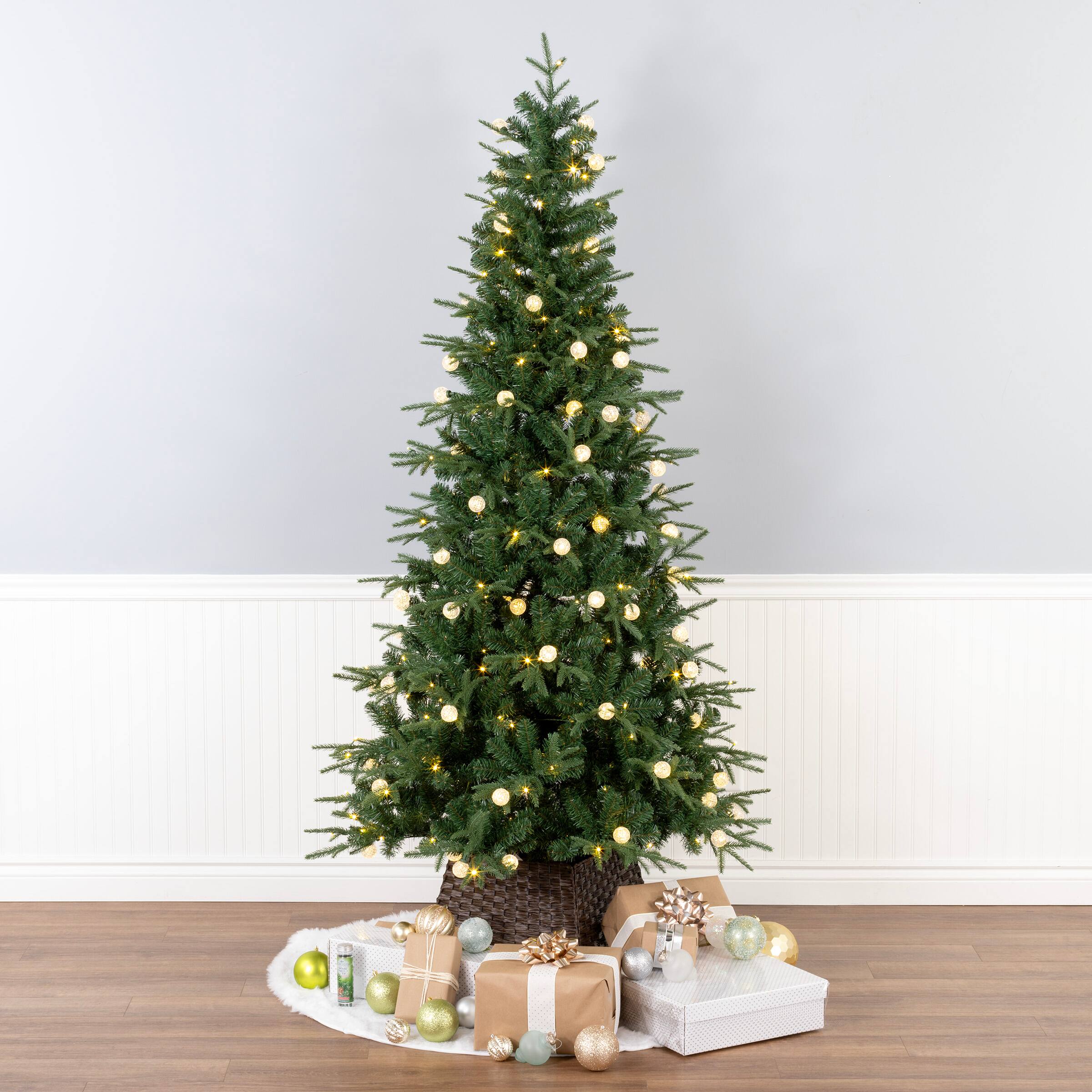 6ft. Pre-Lit Duxbury Slim Artificial Christmas Tree, Dual Color&#xAE; LED Lights