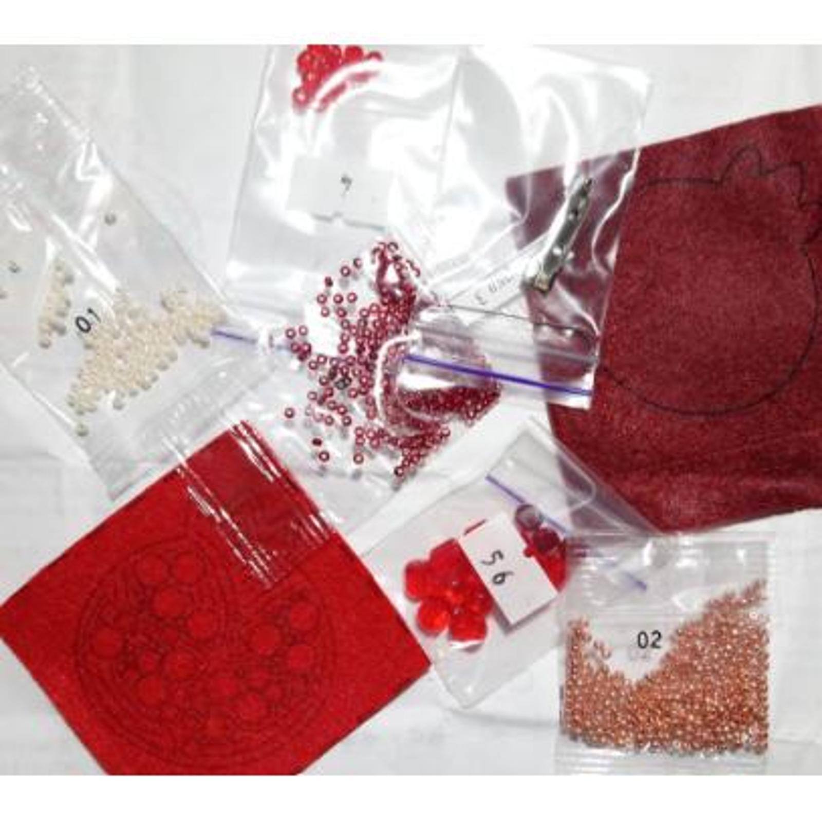 Crystal Art Beadwork Kit For Creating Brooch Pomegranate